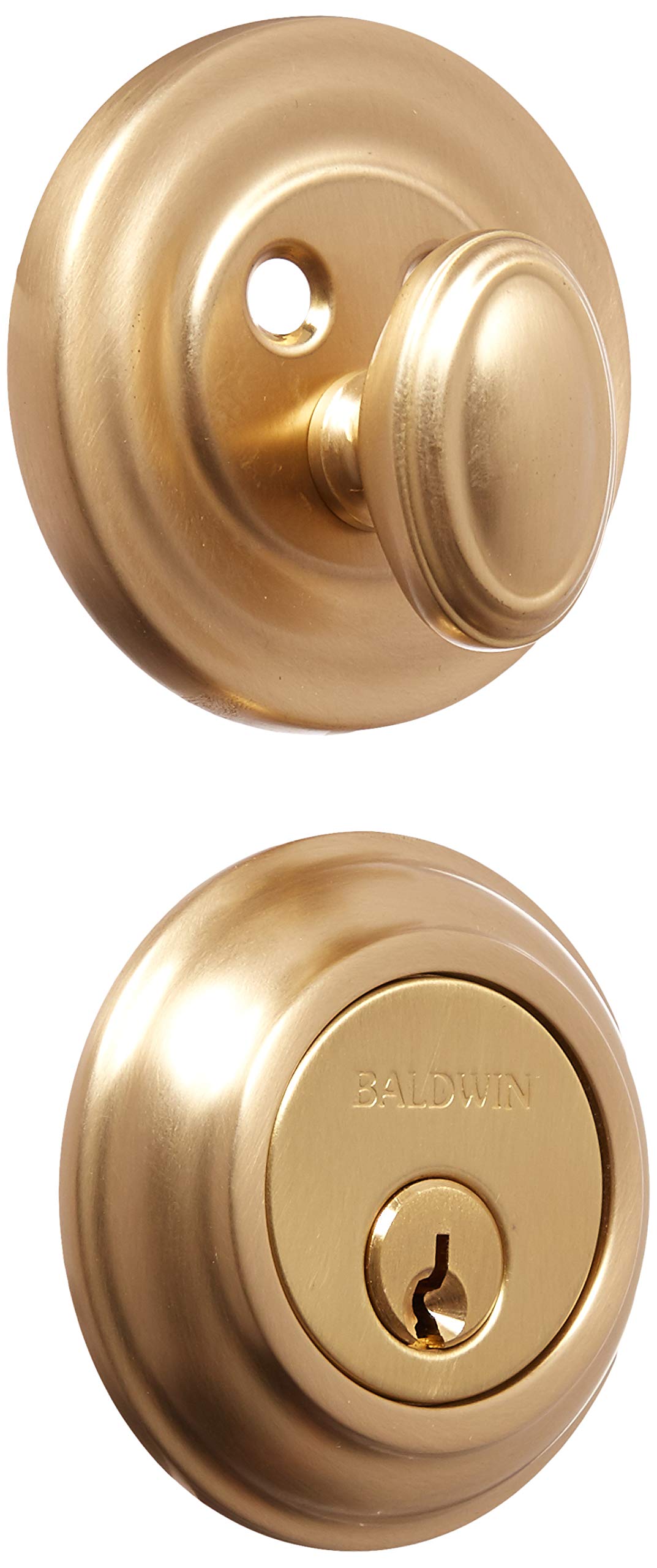 Baldwin 8231 Traditional Single Cylinder Deadbolt Lock - Vintage Brass Finish for Home Security & Front Door Protection | Classic & Durable Hardware for Houses, Apartments & Offices