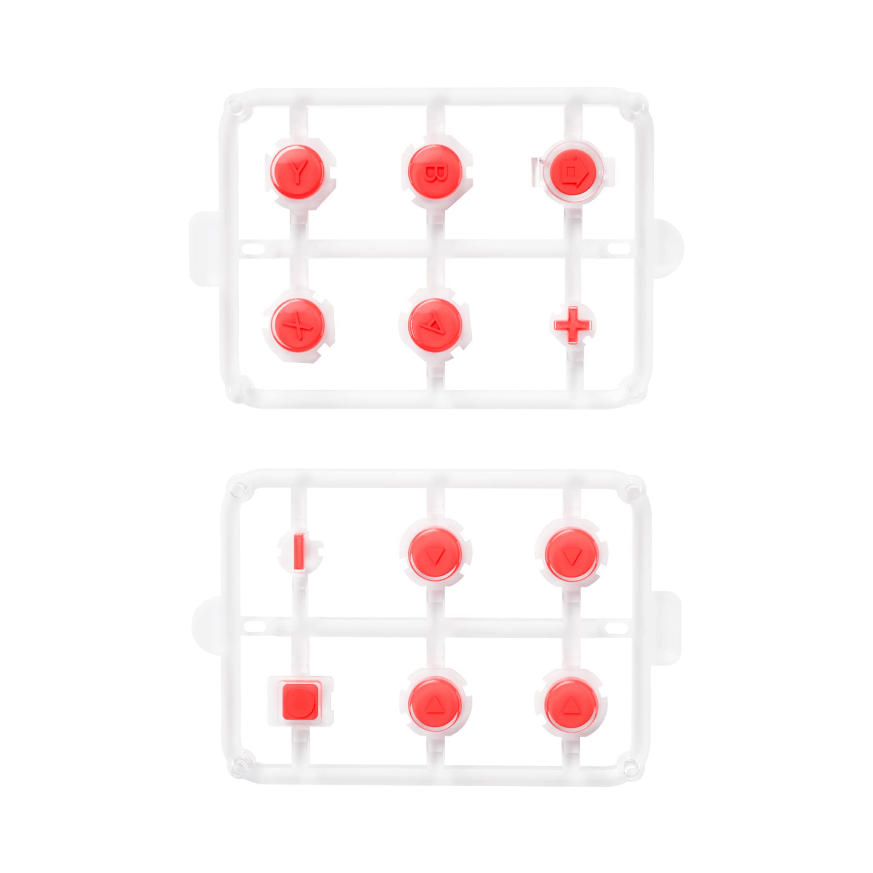 eXtremeRate Replacement Two-Tone Jelly Buttons for Nintendo Switch JoyCon - Red & Clear ABXY Direction Home Capture Symbols (DIY Custom Controller Buttons for Switch & Switch OLED) - Perfect for Gaming, Modding & Controller Customization