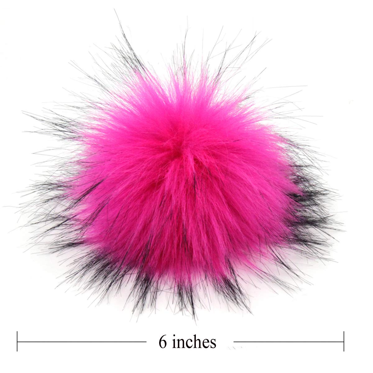 Fluffy Faux Raccoon Fur Pom Poms - 6 Inch Pack of 12 for Knitting, Hat & Garment Accessories - Hot Pink - Perfect for DIY Crafts, Winter Hats & Fashion Embellishments