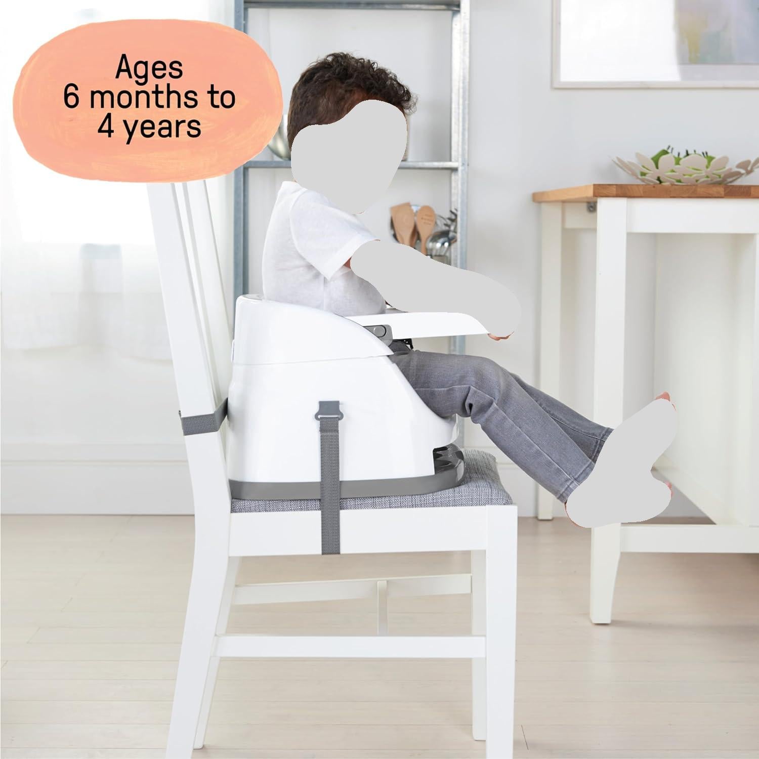 Ingenuity Baby Base 2-in-1 Booster Feeding Seat & Floor Chair with Self-Storing Tray - Portable High Chair for Infants & Toddlers - Perfect for Dining, Travel, and Home Use