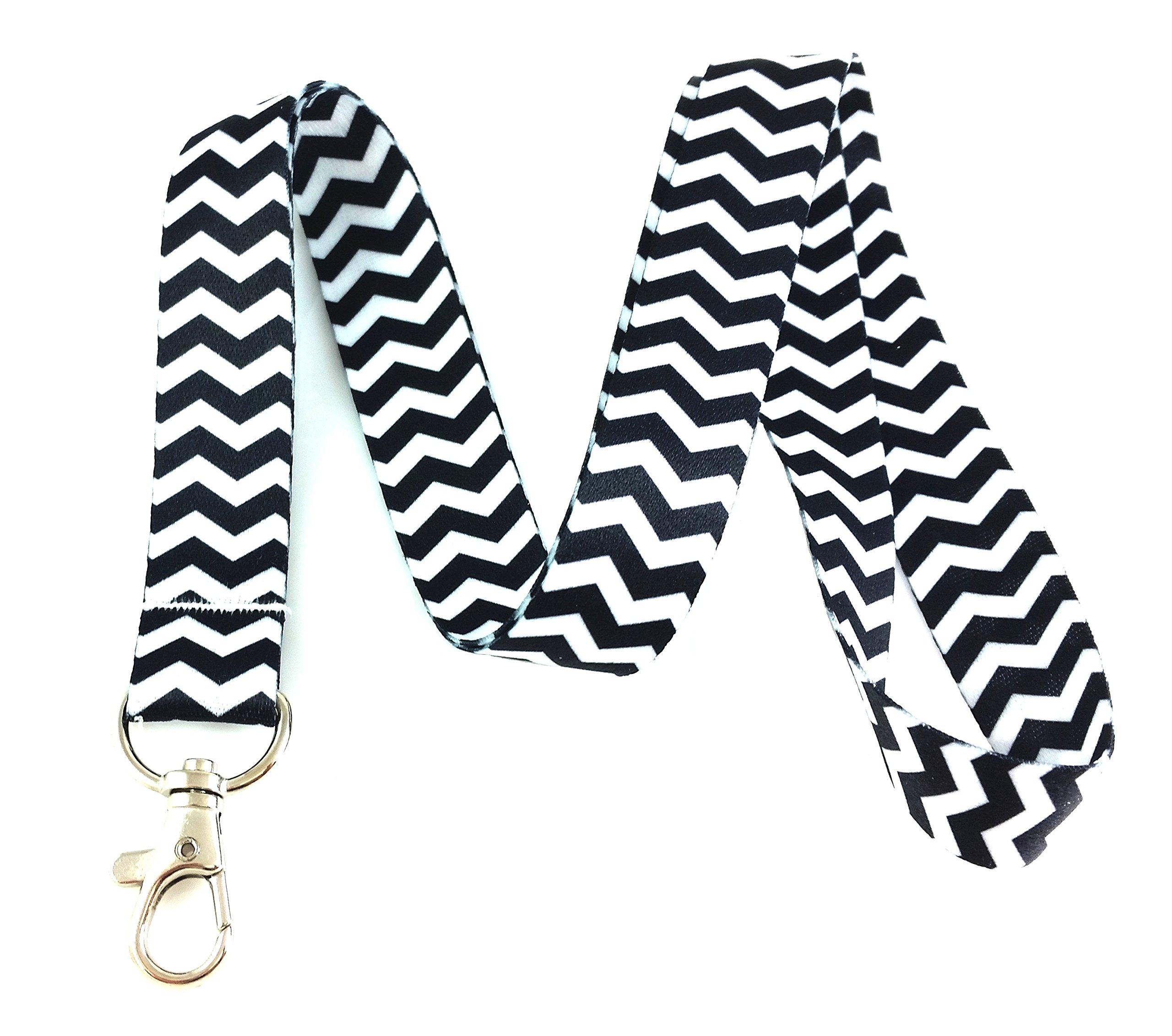 Black Chevron Pattern Lanyard Keychain - ID Badge Holder for Work, School & Events - Durable & Stylish Neck Strap for Keys, Badges & Accessories
