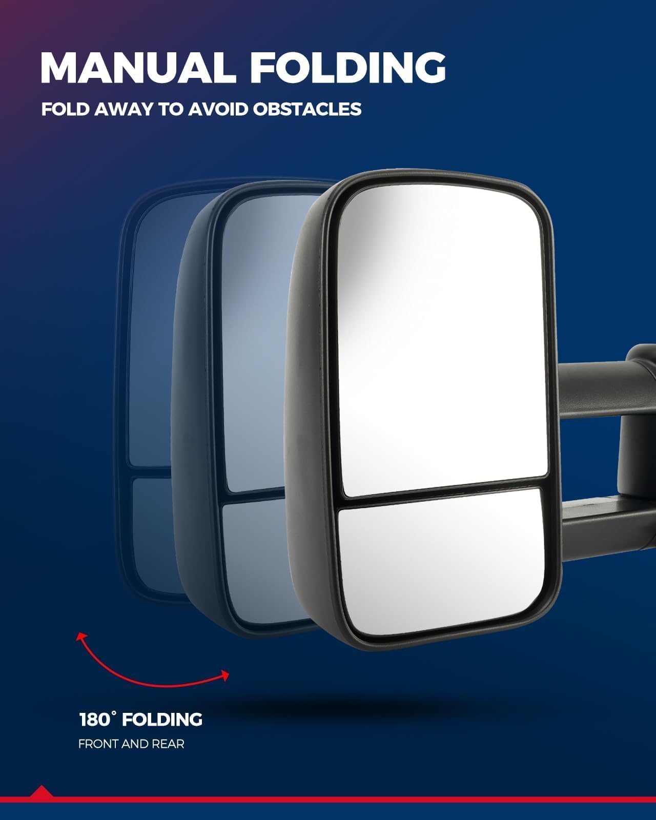 KAX Power Heated Tow Mirrors with LED Turn Signal & Backup Lamp - Compatible with 2003-2006 Chevy Silverado Tahoe GMC Sierra - Extendable Pair Set - Perfect for Towing, Night Driving & Winter Conditions