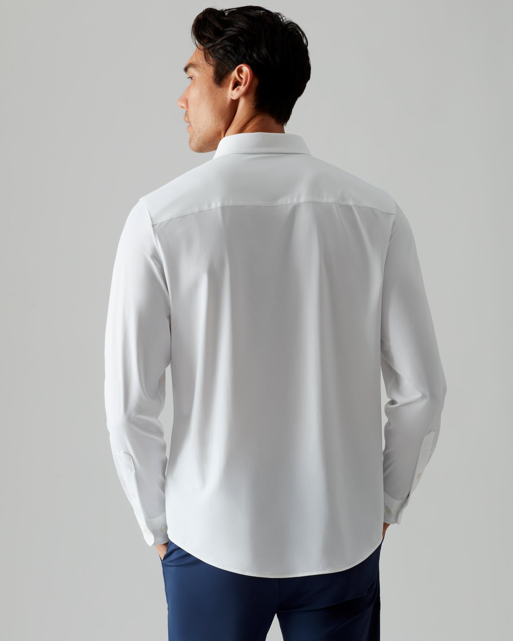 Rhone Men's Commuter Performance Dress Shirt - Wrinkle Resistant Slim Fit Button Down Shirt for Business & Travel - Machine Washable Office & Casual Wear