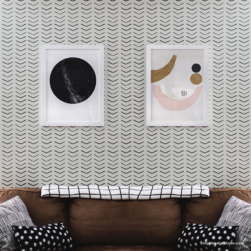 Ashanti Arrow Allover Wall Stencil - DIY Home Decor Stencils for Painting Patterns on Walls, Furniture & Crafts - Perfect for Bedroom, Nursery, Living Room & Office Decoration