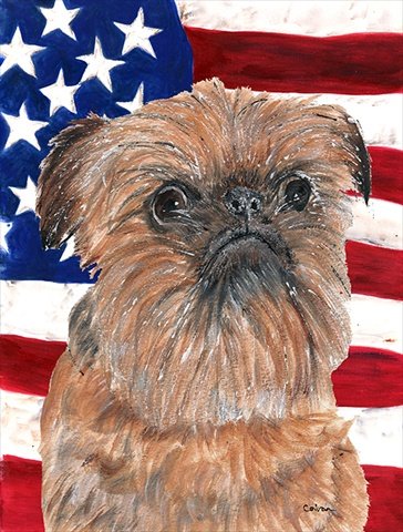 Brussels Griffon USA American Flag - Patriotic Garden Flag for Outdoor Decor, Yard & Home Display