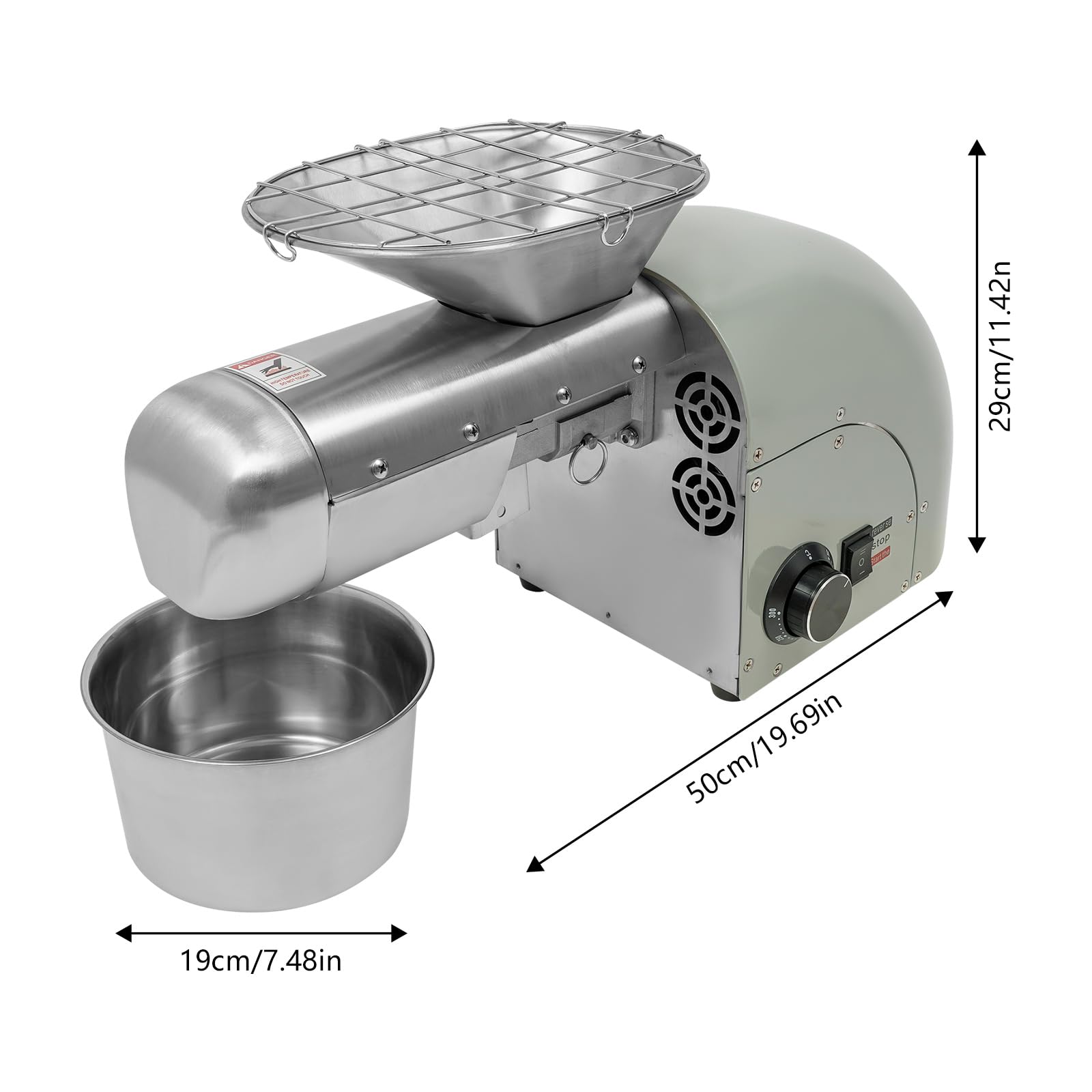 1800W Electric Oil Press Machine for Home & Commercial Use - Cold & Hot Press Nut Seed Extractor with 2 Press Rods - Stainless Steel Oil Maker for Peanuts, Sesame, Soybean - Perfect for Healthy Cooking, DIY Essential Oils & Small Business Production