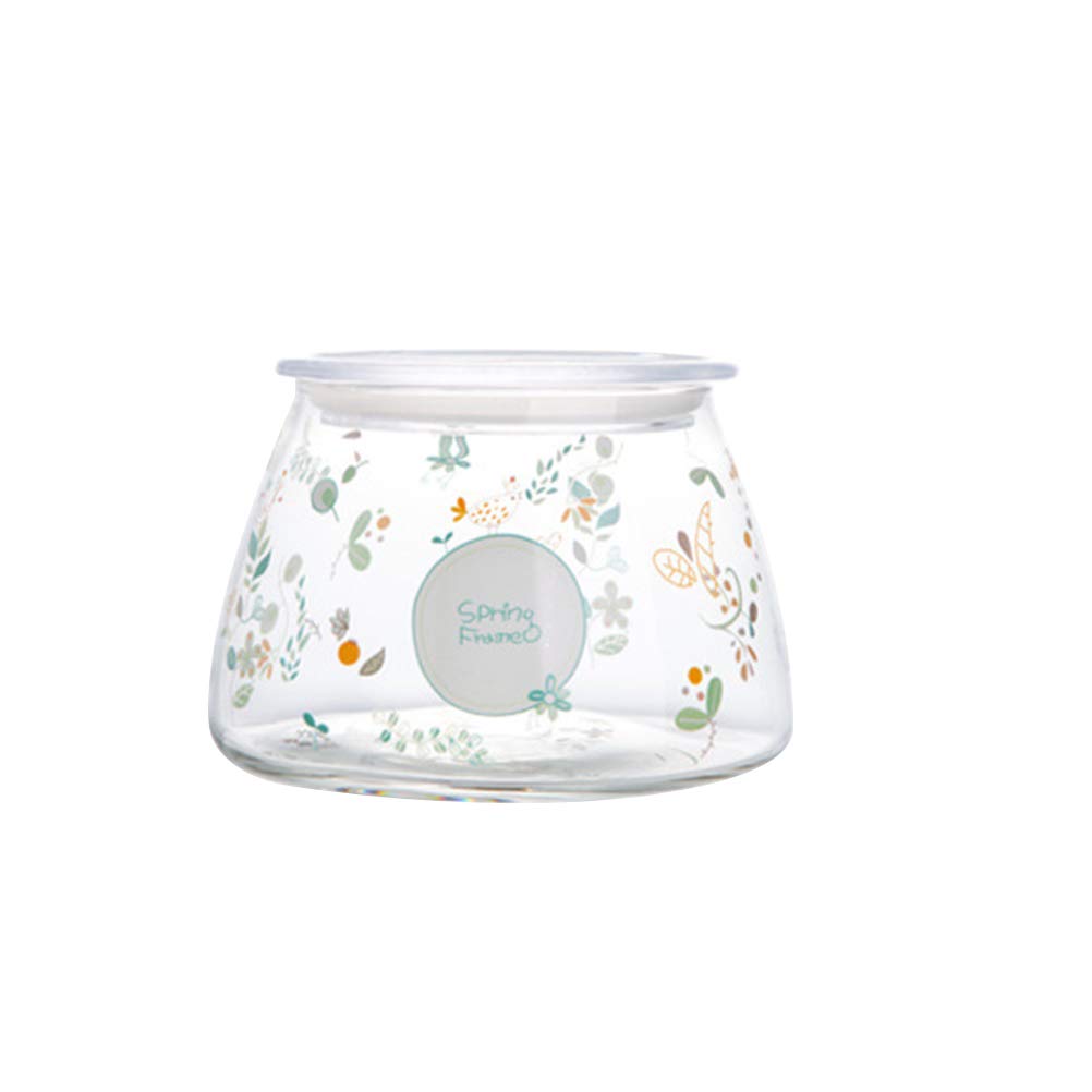 DOITOOL Glass Food Storage Jars with Airtight Lids - 16oz Clear Kitchen Canisters for Tea, Coffee, Cereal, Candy, Dry Fruits & Spices | Decorative Spring Design Scented Containers | Perfect for Pantry Organization & Gift Giving