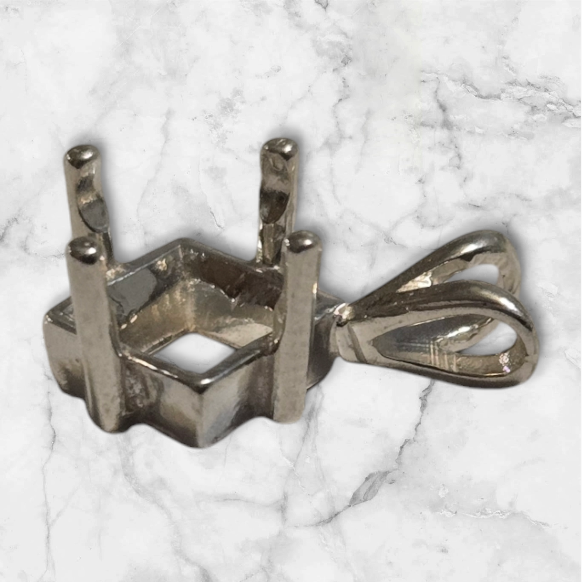 Premium 4mm & 12mm Square Pendant Settings - Solid Sterling Silver or 14k Gold - Handcrafted in USA - Perfect for Necklaces, Bracelets & Jewelry Making