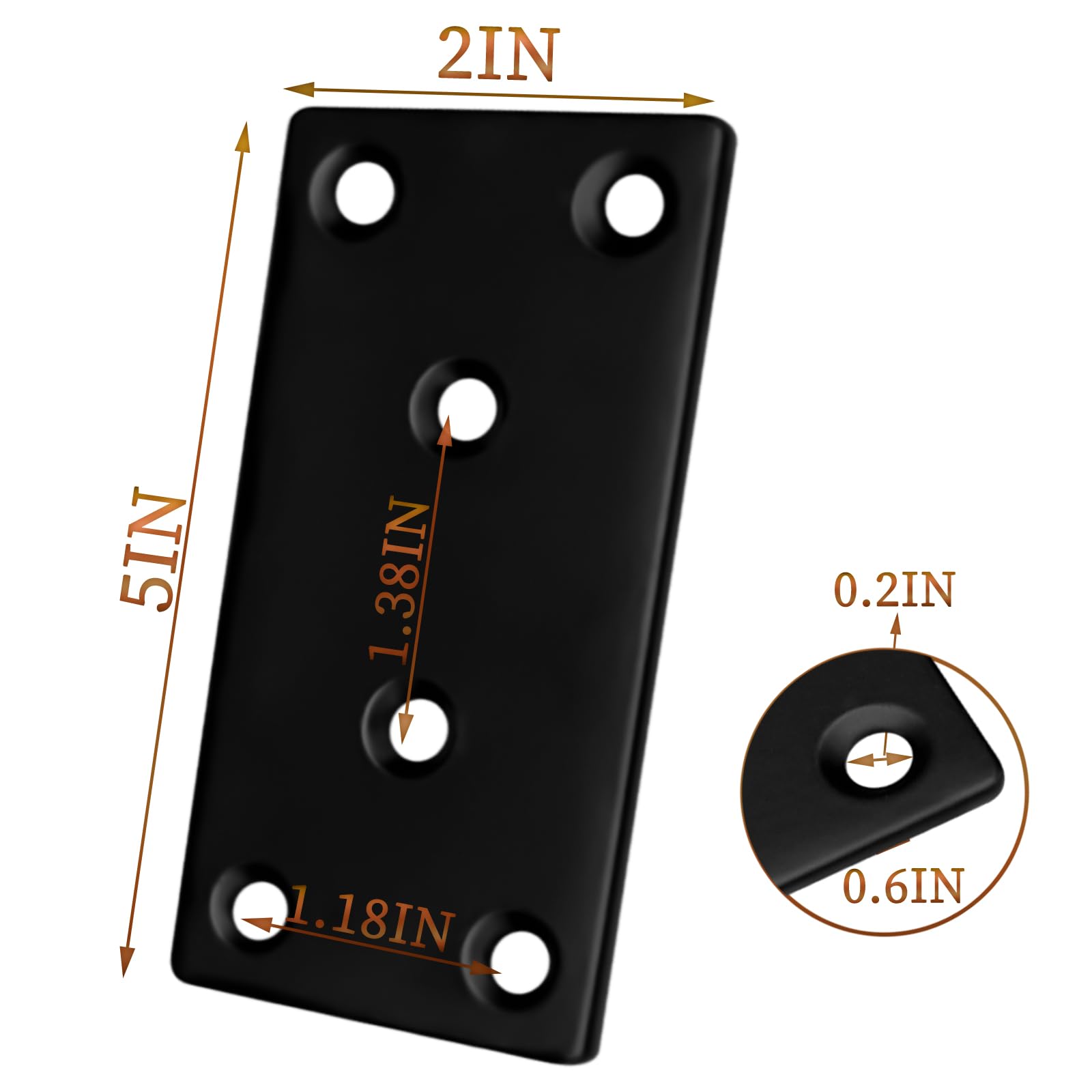 20PCS Black Flat Mending Plates - 2 Inch Stainless Steel Straight Repair Brackets, Heavy Duty Metal Joining Plates for Wood Furniture, Fence, Bookcase & DIY Projects - Perfect for Home Repair, Woodworking & Furniture Reinforcement