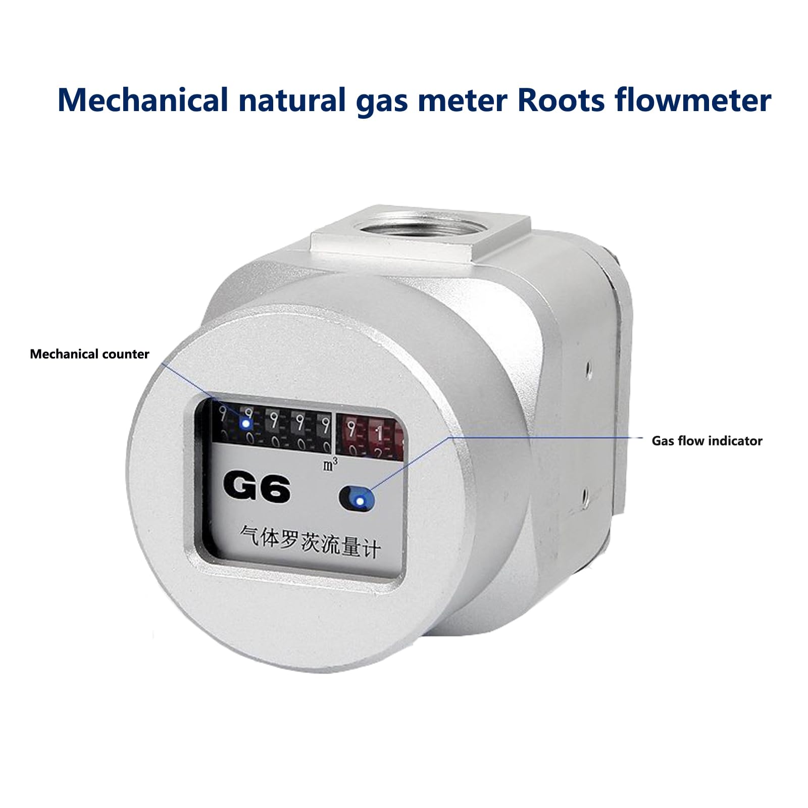Explosion-Proof Mechanical Natural Gas Flow Meter - DN20 50KPa (7.25PSI) 0.3~10m³/h for Acetylene, Propane, Oxygen & Compressed Air | Waist Wheel Design | Industrial & Laboratory Gas Measurement