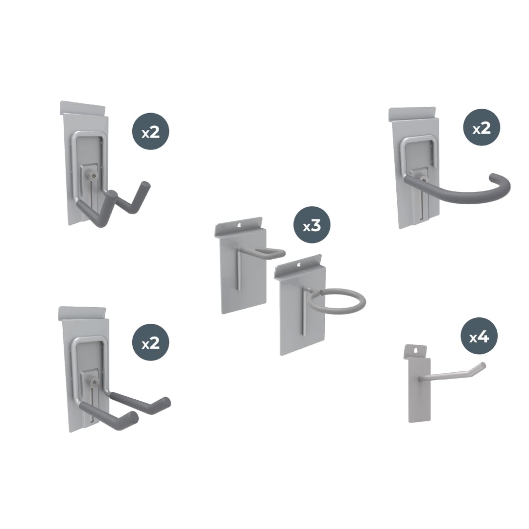 **Heavy Duty Steel Slatwall Panels & Locking Sports Kit - 16-Piece Storage System for Sports Gear, Equipment Organization | Perfect for Garages, Gyms & Retail Stores**