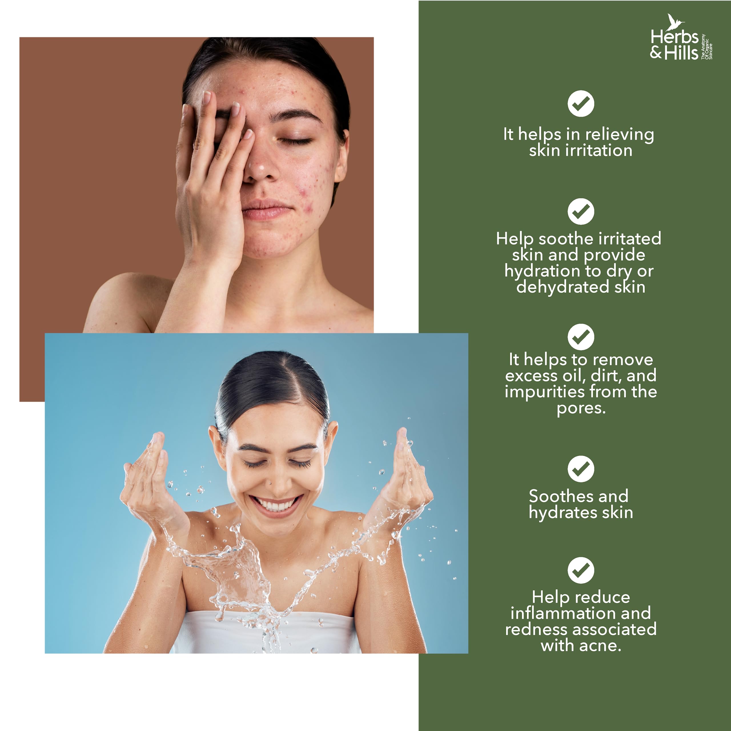 Herbs & Hills Clarifying Tea Tree Face Wash 100ml - Organic & Natural Anti-Acne Cleanser for Oily Skin | Helps Clear Excess Oil, Remove Impurities & Prevent Breakouts | Soothes Skin Irritation | Perfect for Daily Skincare Routine & Acne-Prone Skin Care