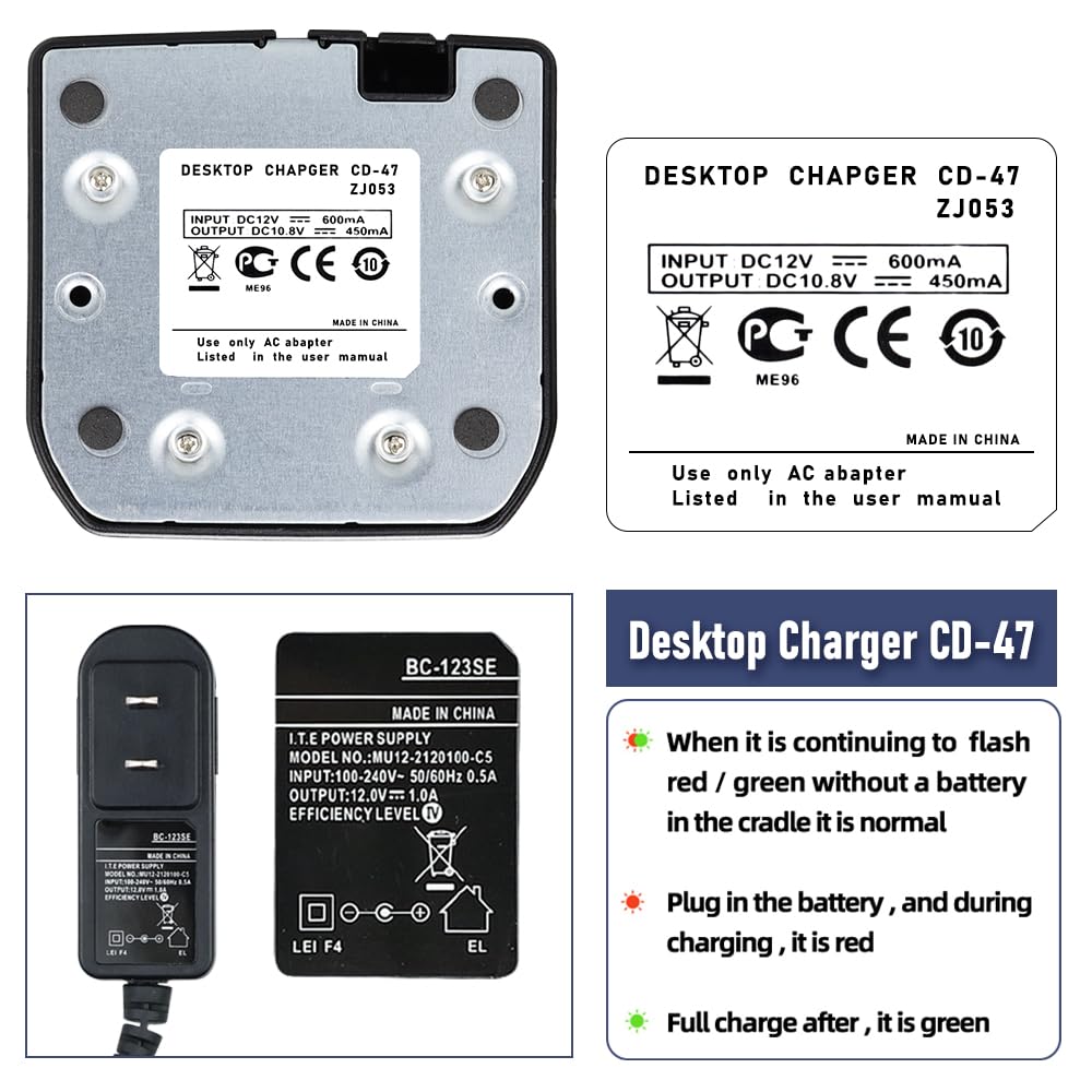 Yaesu FT-270R FT-60R Vertex Standard VX160 VX420 Desktop Battery Charger for FNB-V83 FNB-V94 FNB-V106 NI-MH Batteries - Perfect for Ham Radio, Emergency Communication & Field Operations