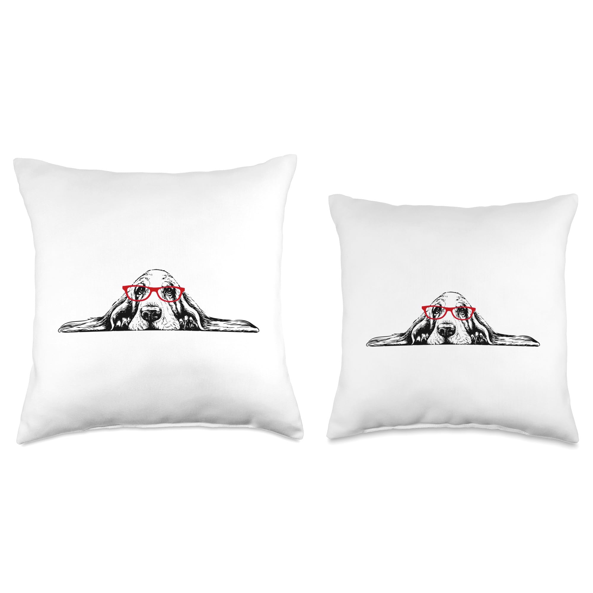 Red Glasses Basset Hound Lover Throw Pillow - Cute Dog Decor for Living Room, Bedroom & Sofa - Perfect Gift for Pet Lovers