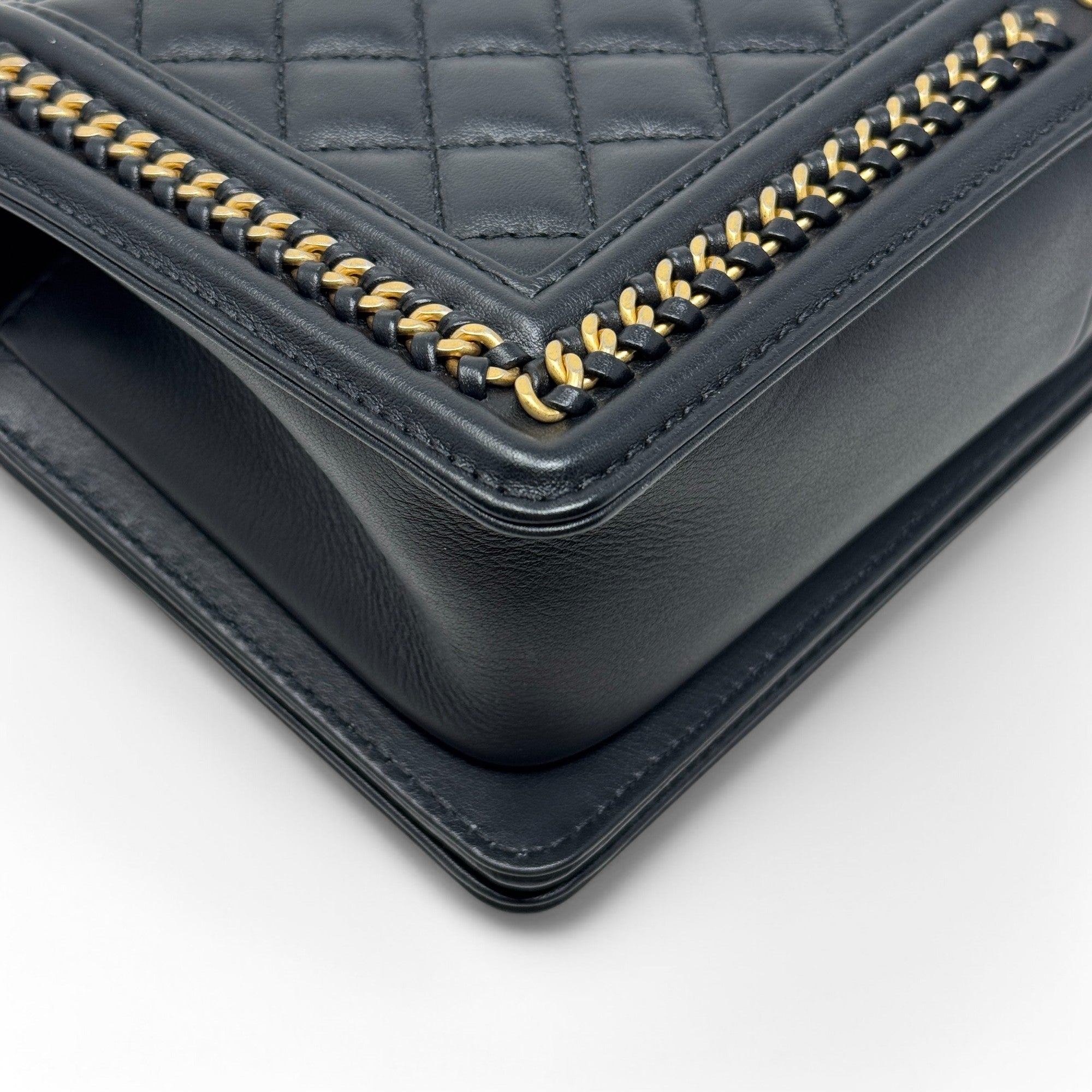 Chanel Black Medium Boy Top Handle Bag - Luxury Designer Handbag for Women | Perfect for Evening Parties, Date Nights & Special Occasions
