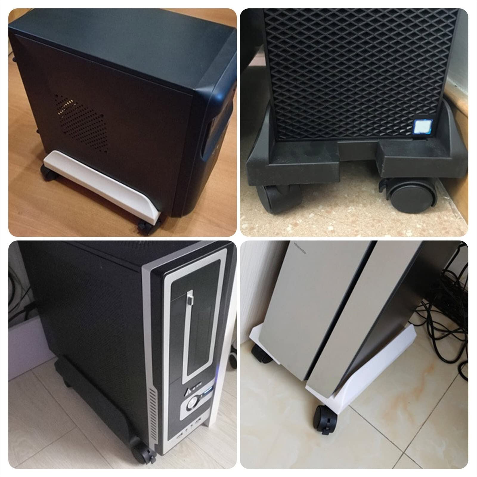 Universal CPU Holder & PC Case Stand with Rolling Caster Wheels - Heavy Duty Mobile Desktop/Tower Computer Bracket for Office & Gaming Setup (Black) - Perfect for Server Rooms, Data Centers & Home Workstations
