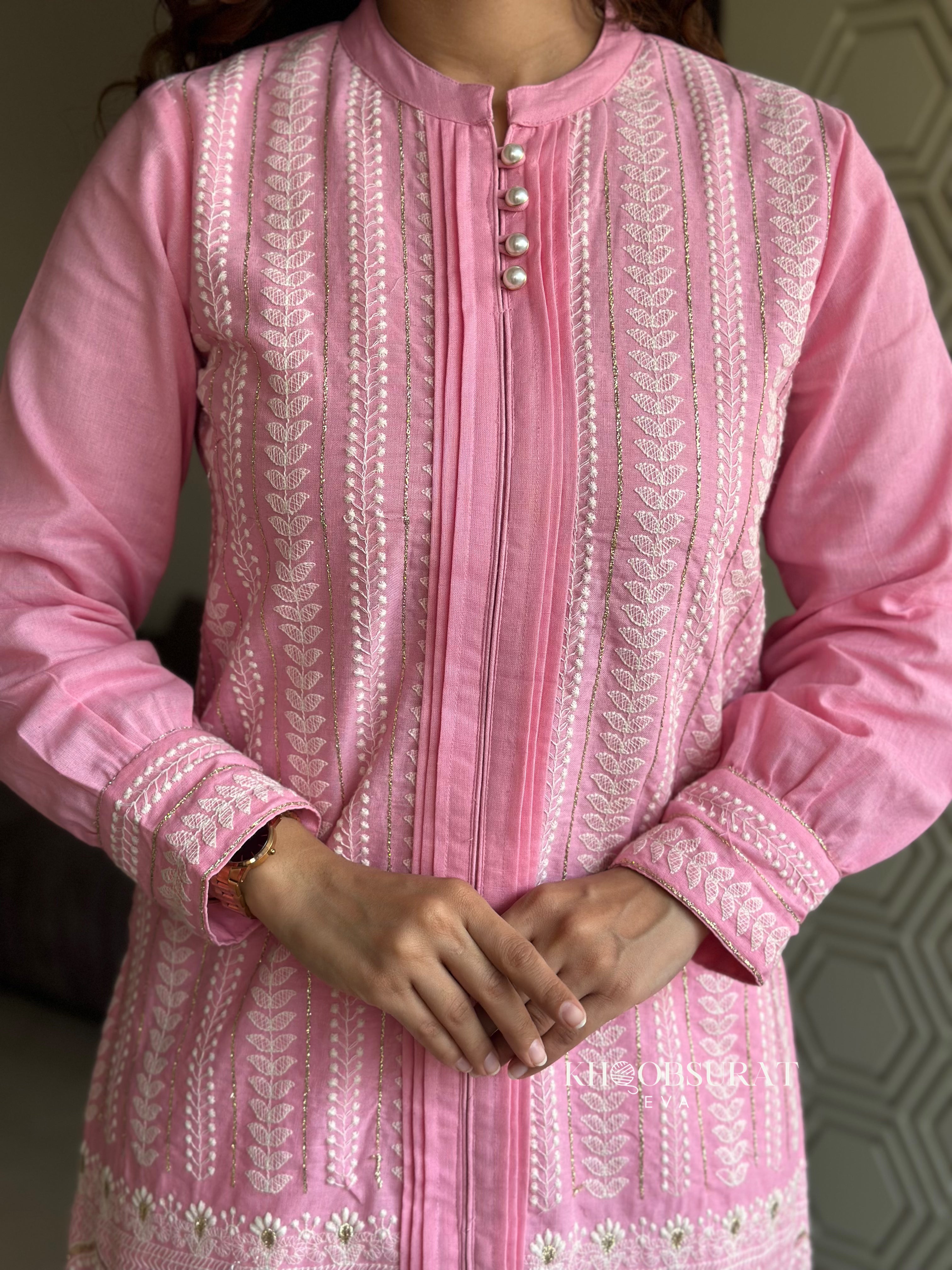 Dream Girl Pink Embroidered Kurta Set for Women - Traditional Indian Ethnic Wear for Festivals & Weddings - Perfect for Diwali, Eid & Special Occasions