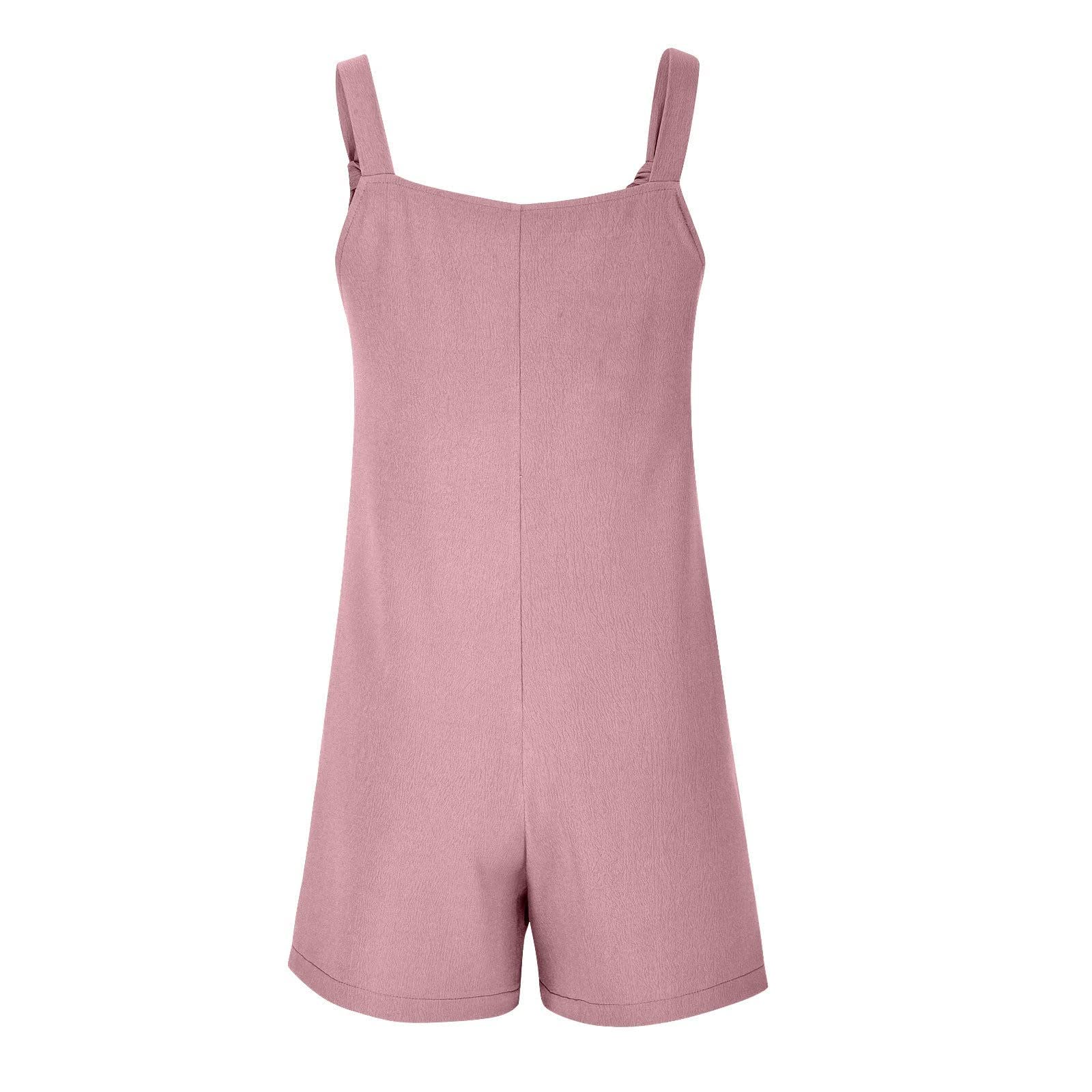 Women's Linen Romper Jumpsuit with Pockets - Summer Beach & Maternity Wear