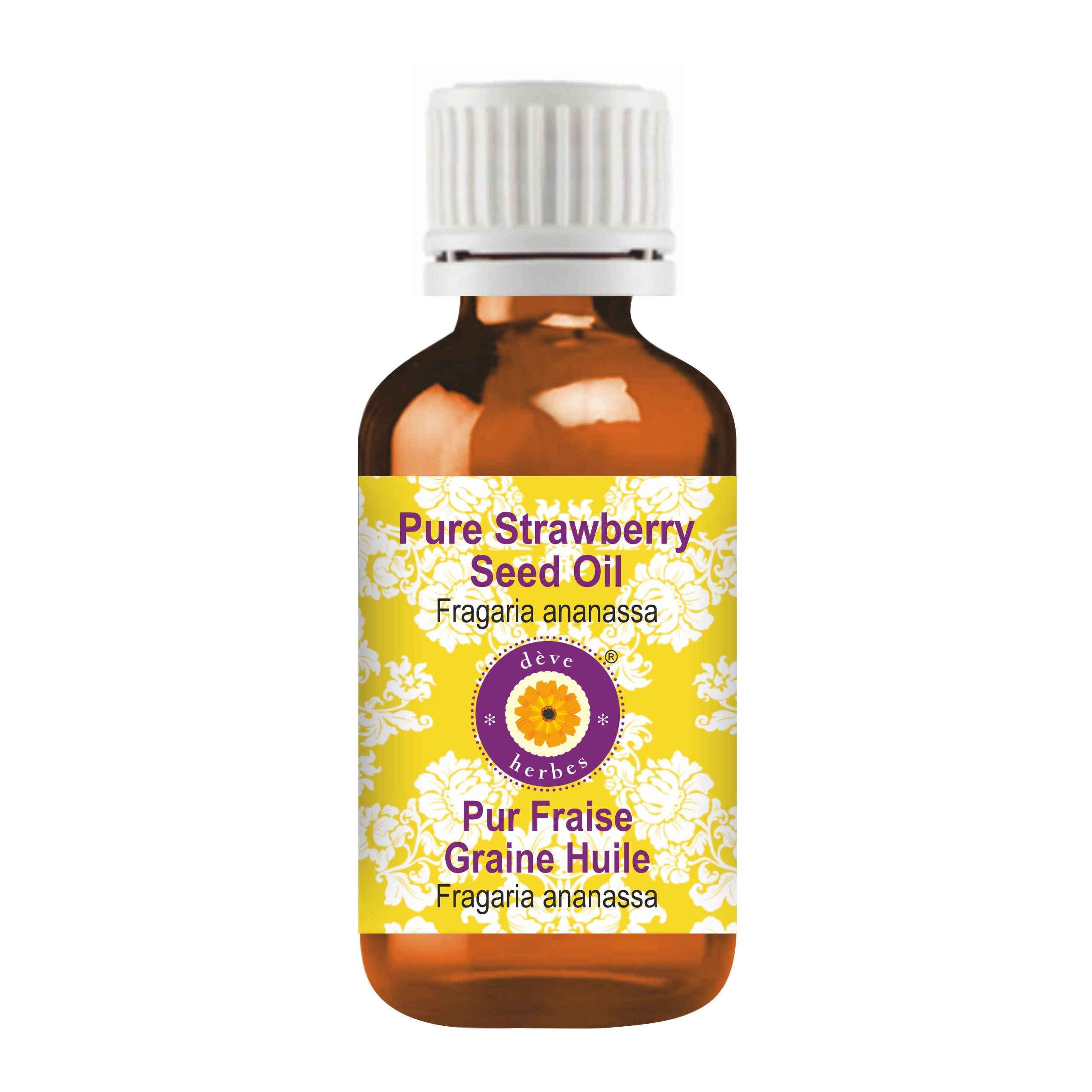 Pure Strawberry Seed Oil (Fragaria Ananassa) - 100% Natural, Therapeutic Grade, Cold Pressed - 15ml Bottle for Skin Care, Hair Growth & Aromatherapy
