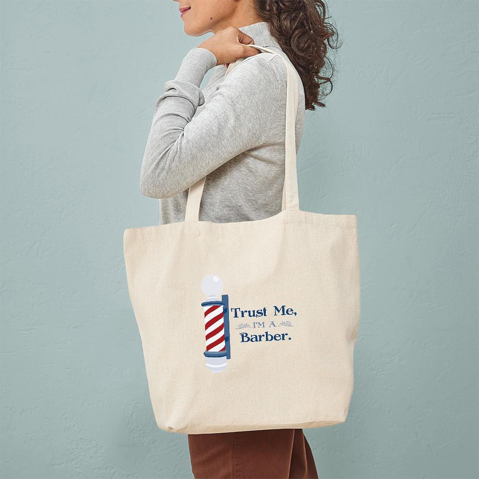 Trust Me I'm A Barber Tote Bag - Natural Canvas Reusable Shopping Bag for Barbers & Stylists - Perfect for Salon Supplies, Barber Tools & Everyday Use