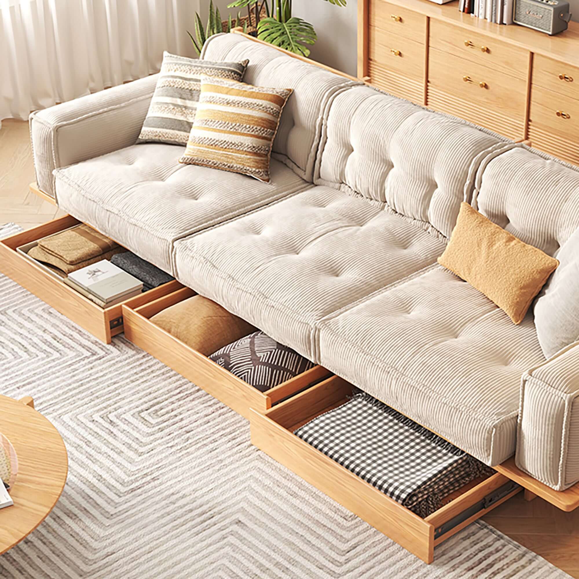 Luxury Velvet Sectional Sofa with Storage Drawer - Modular Multi-Seater Couch for Living Room, Lounge & Home Theater