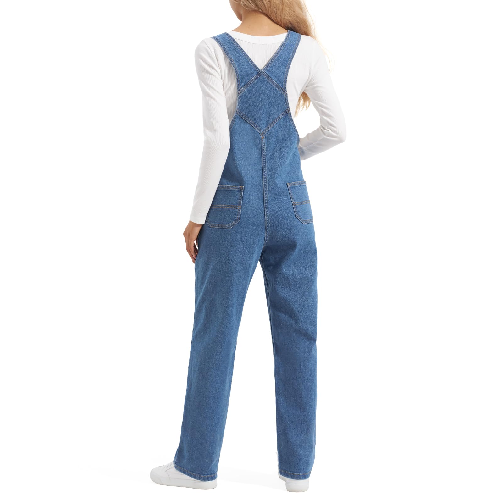HISEA Women's Stretch Denim Bib Overalls - Relaxed Fit Casual Straight Leg Jean Overalls with Adjustable Straps & Pockets | Perfect for Work, Outdoor Activities & Everyday Wear