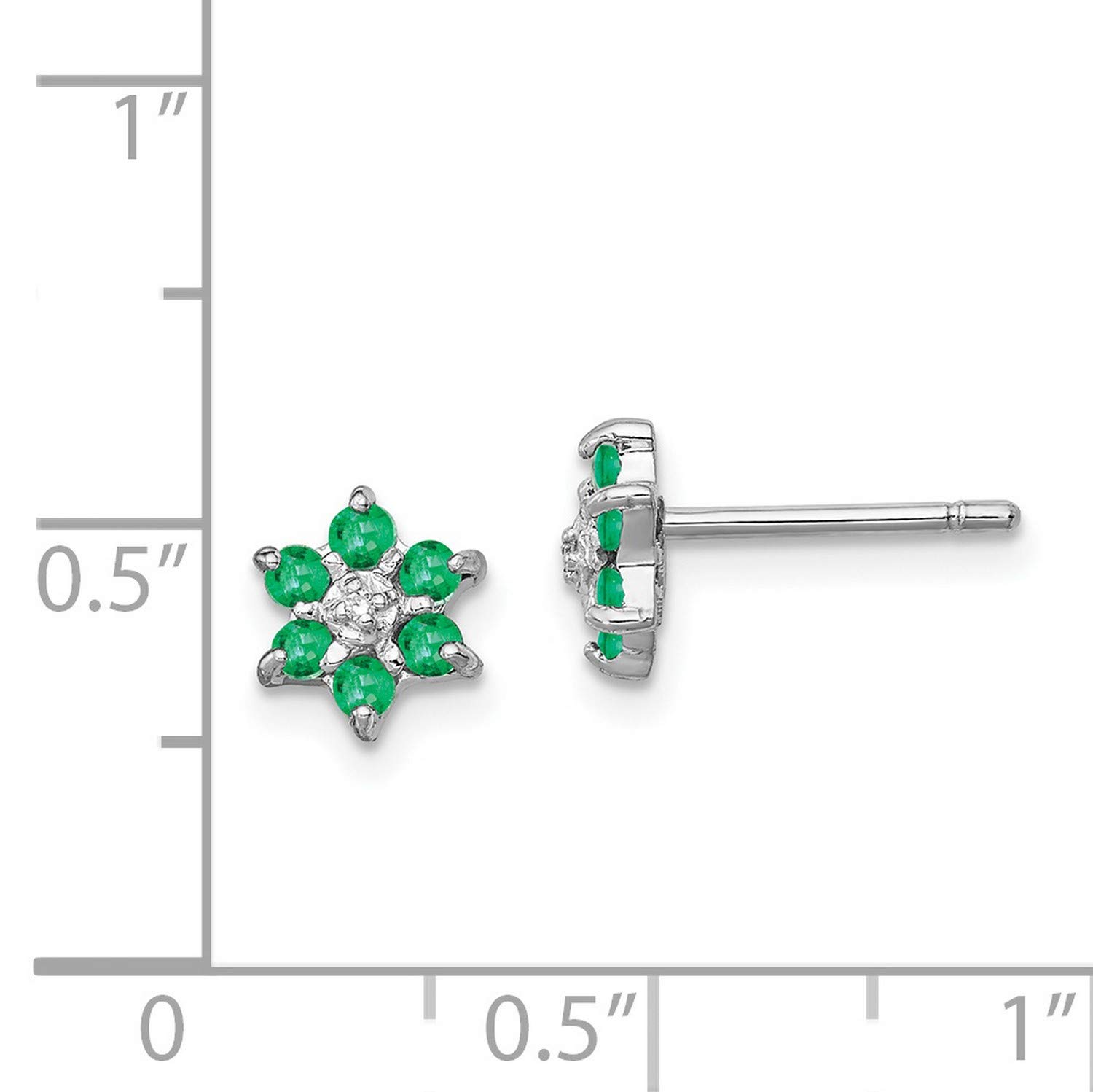 Sterling Silver Emerald and Diamond Heart Stud Earrings 6x6mm - Elegant Jewelry for Women, Perfect for Valentine's Day, Anniversary & Special Occasions