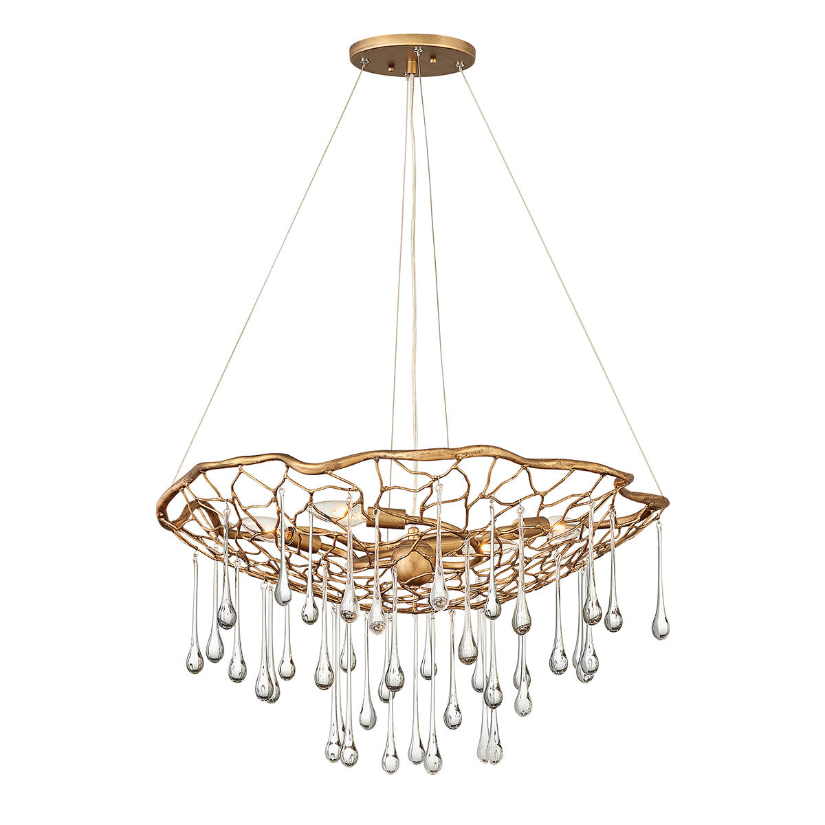 Anette 4/6/8Lt Crystal Pendant Light Fixture in Brushed Gold - Elegant Dining Room & Living Room Chandelier Lighting