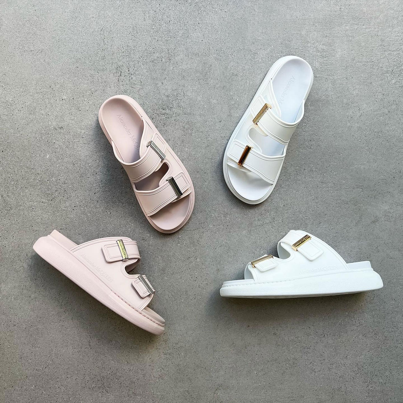 Hybrid Rubber Slides for Women - Comfortable Tea Rose & Silver Color Sandals for Beach, Pool, and Casual Wear