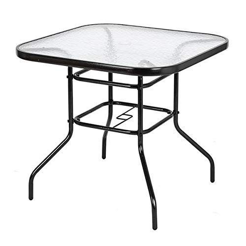 Square Outdoor Dining Table with Toughened Glass Top - Durable Patio Garden Table for Backyard, Deck, and Poolside Entertaining