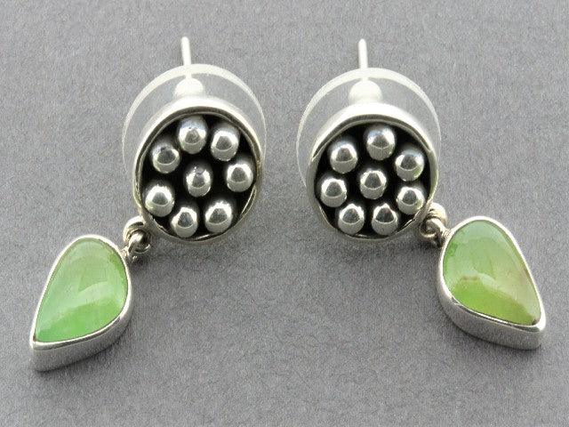 Handmade Chrysoprase Beaded Disc Teardrop Earrings in Sterling Silver - Perfect for Weddings, Parties & Special Occasions