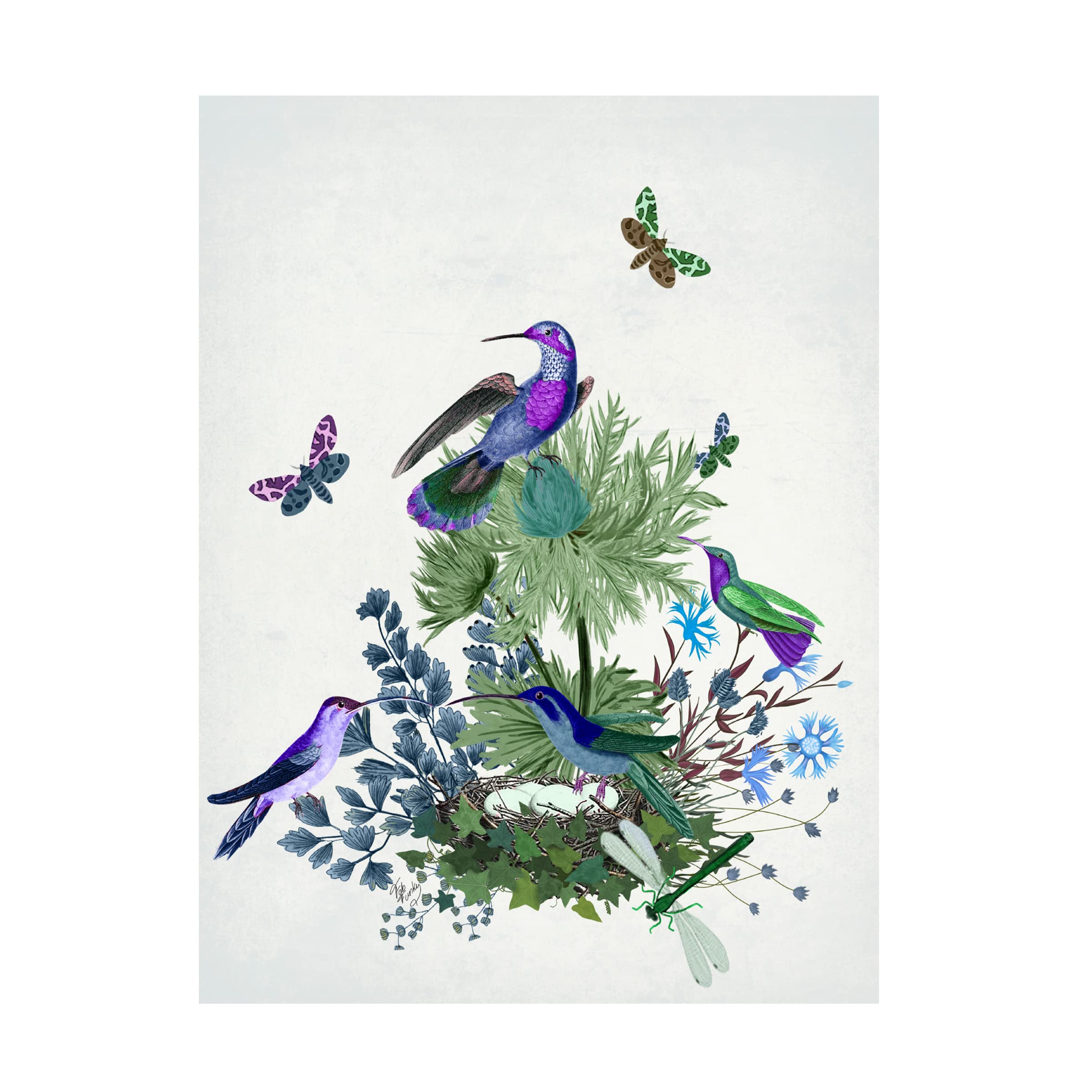 Fab Funky Tropical Birds Nest 1 Canvas Wall Art Print - Vibrant Nature Home Decor for Living Room, Bedroom & Office | Ready to Hang Framed Painting