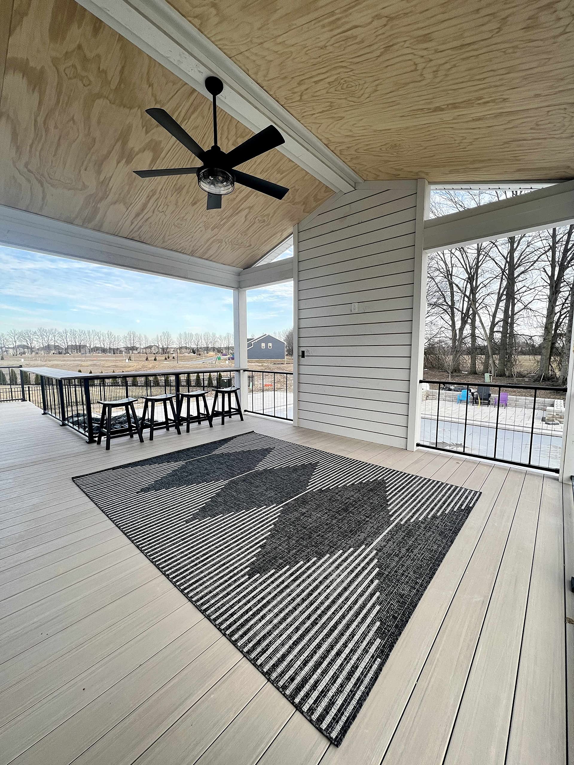 Modern Hauteloom Stephan Indoor Outdoor Rug - Gray, Beige, Black - 6'7