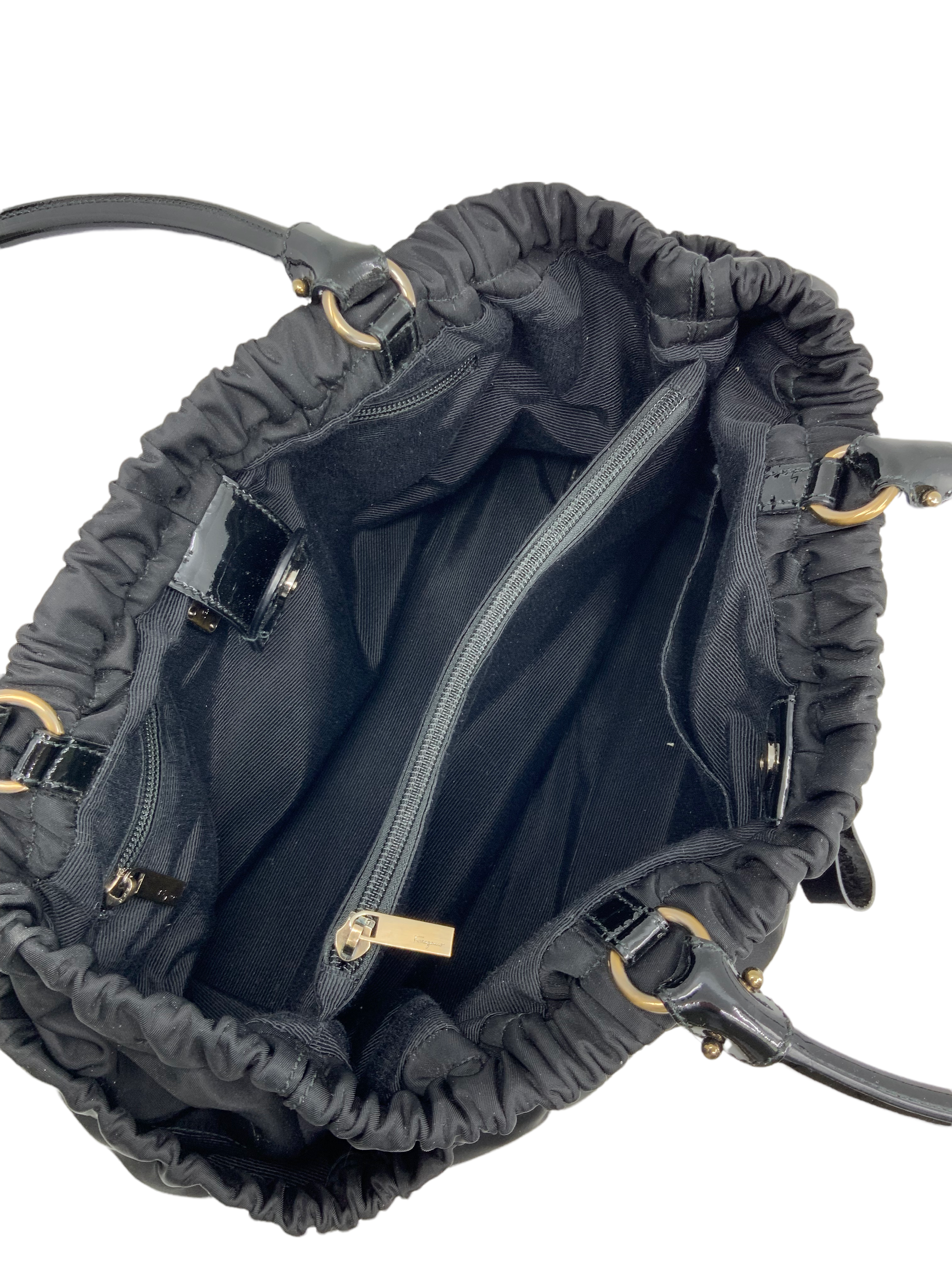 Salvatore Ferragamo Nylon Patent Leather Trim Vara Bow Tote Bag for Women | Luxury Designer Handbag for Work, Travel & Everyday Use