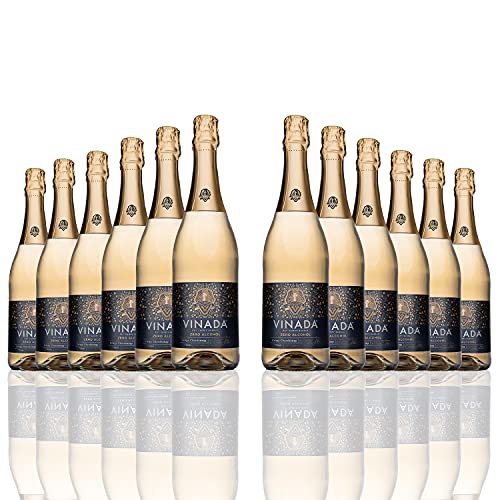 VINADA Crispy Chardonnay Non-Alcoholic Wine - 12 Pack (750ml Glass Bottles) - Perfect for Parties, Gifts & Sober Living