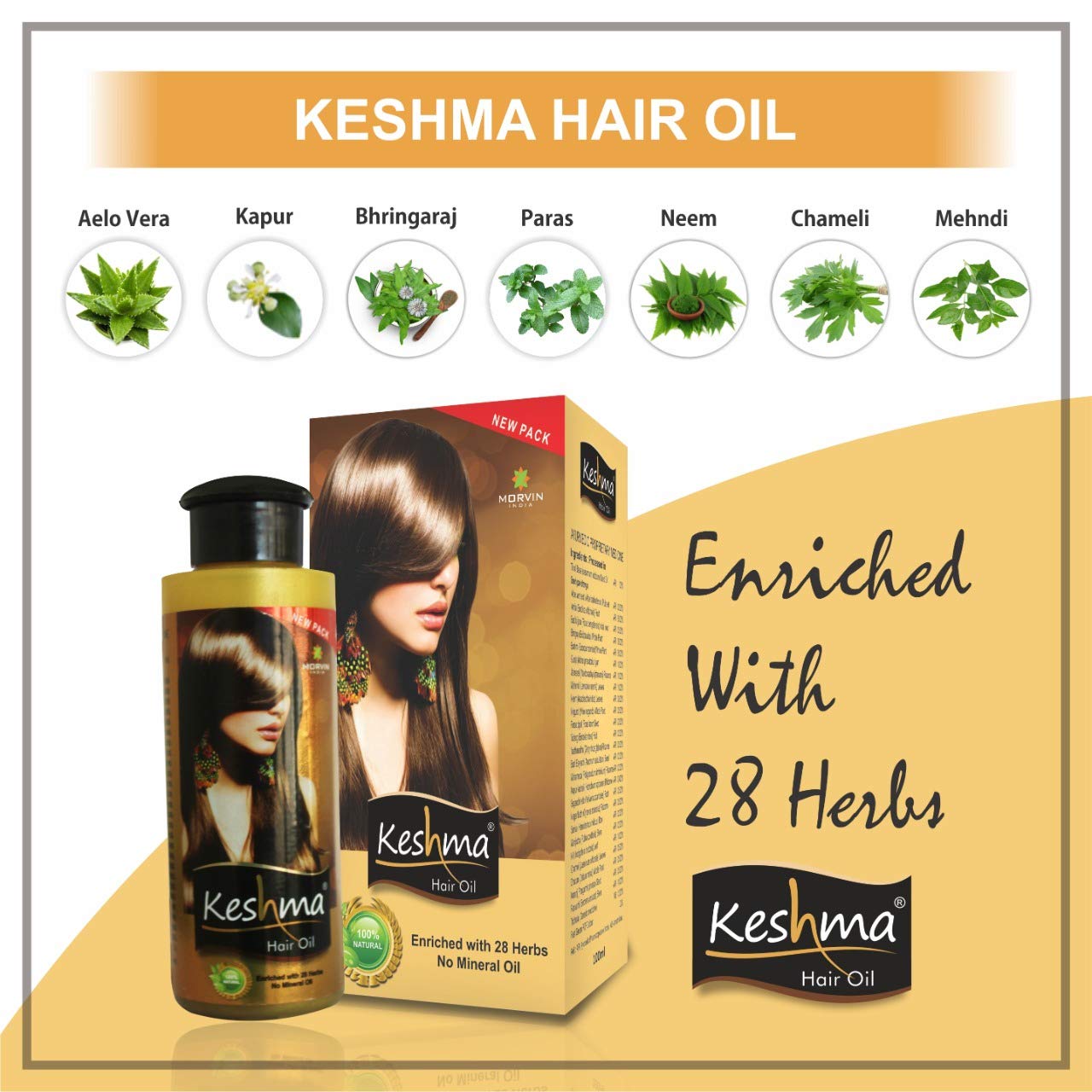 Morvin India Keshma Combo Pack - Hair Oil & Shampoo (100ml & 200ml) for Dry, Damaged Hair - Nourishing Hair Care Set for Women & Men - Perfect for Daily Use & Hair Growth Treatment