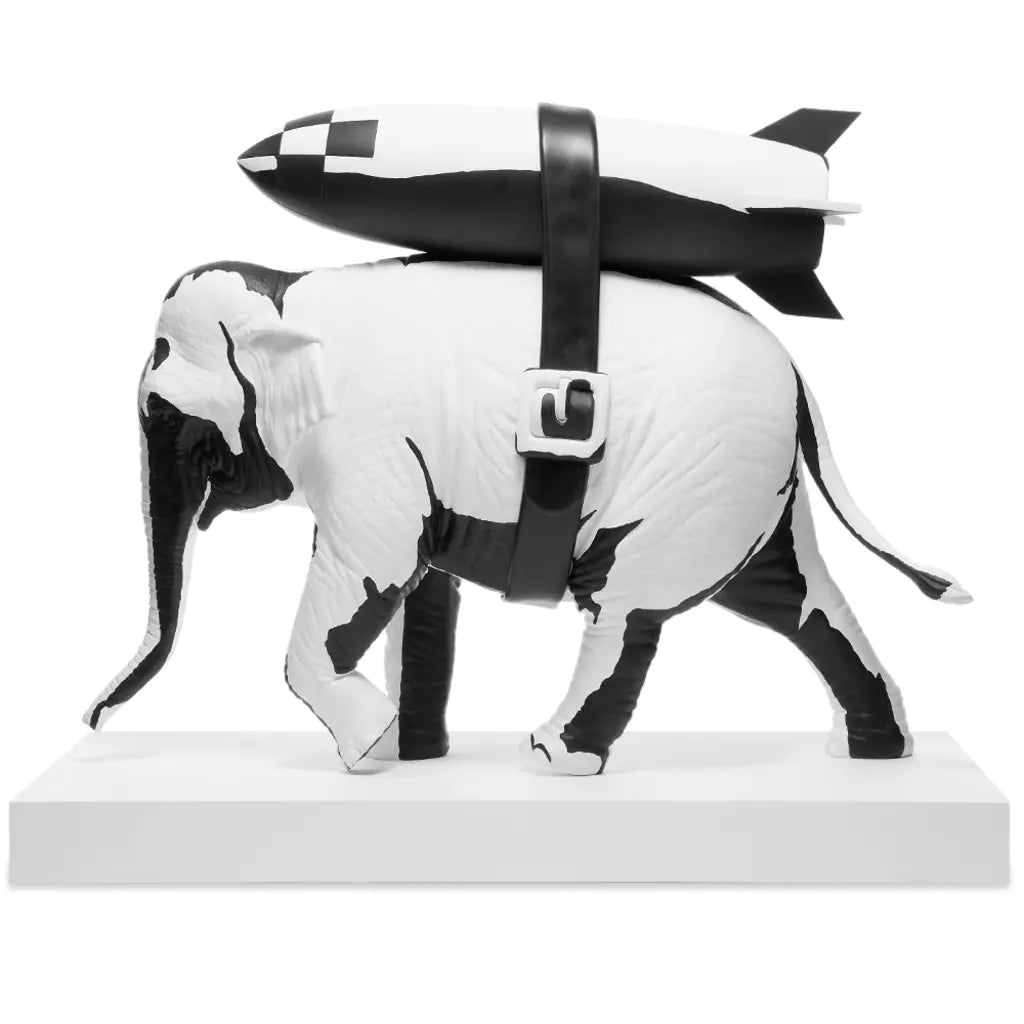 MEDICOM X BRANDALISM X BANKSY Heavy Weaponry Elephant Sculpture Art Figure - Collectible Street Art Decor for Home & Office Display