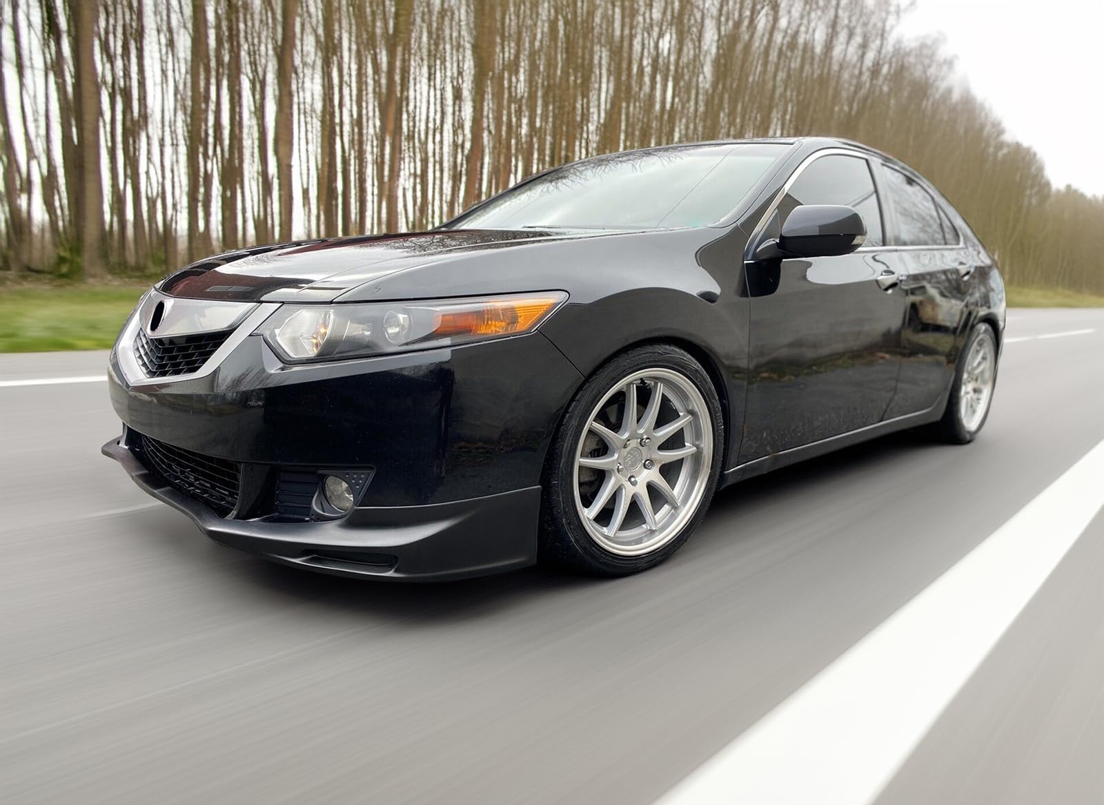 IKON MOTORSPORTS JDM Style PU Black Front Bumper Lip Spoiler Splitter for 2009-2010 Acura TSX - Aggressive Styling & Enhanced Aerodynamics for Street Racing & Car Shows