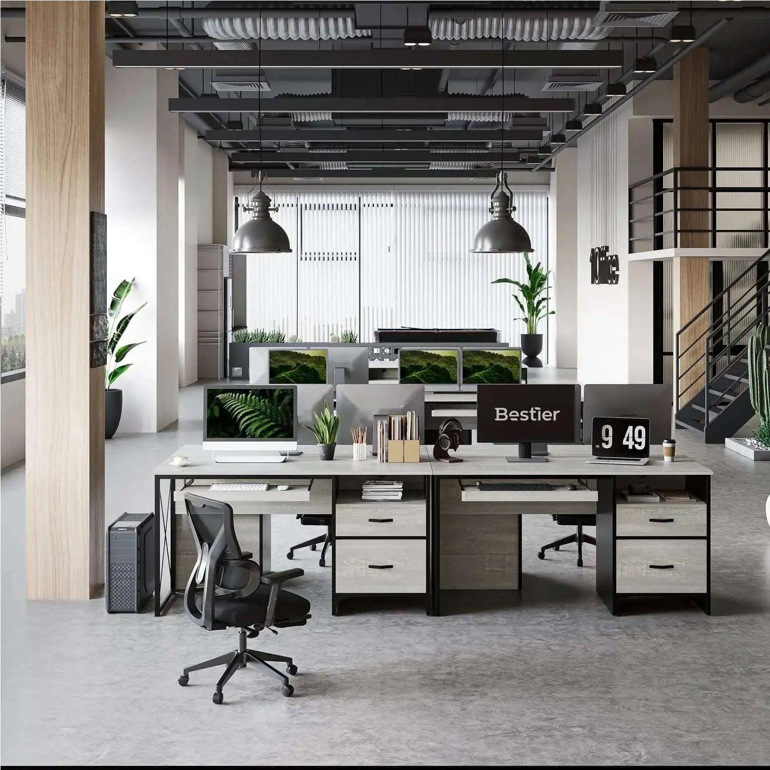 Bestier Computer Desk with Keyboard Tray & Storage Drawers - Home Office Desk for Work, Study & Gaming - Ergonomic Writing Desk for Small Spaces & Bedrooms