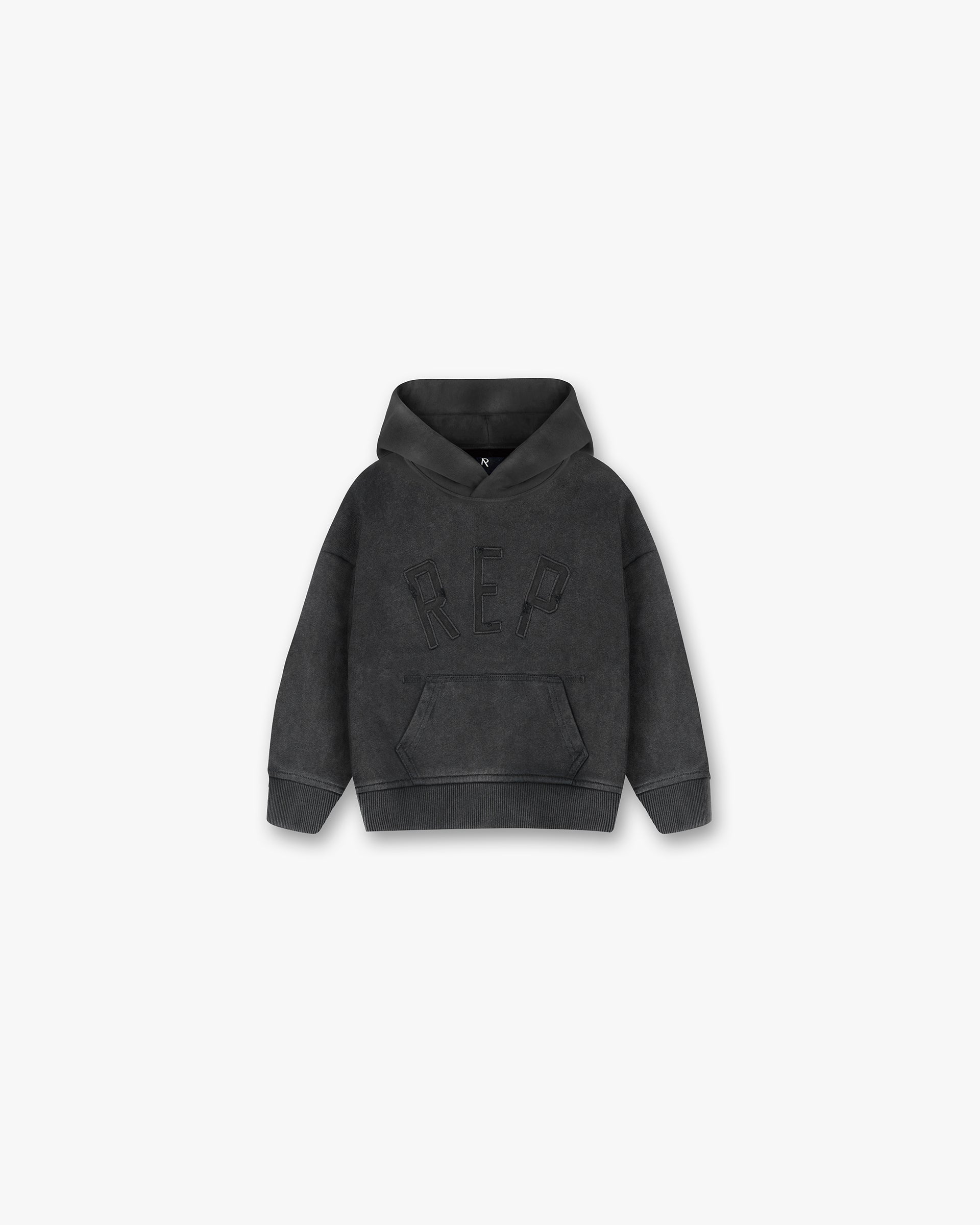 Vintage Black Mini Rep Applique Hoodie - Stylish & Comfortable Pullover for Casual Wear, Street Fashion & Layering Outfits
