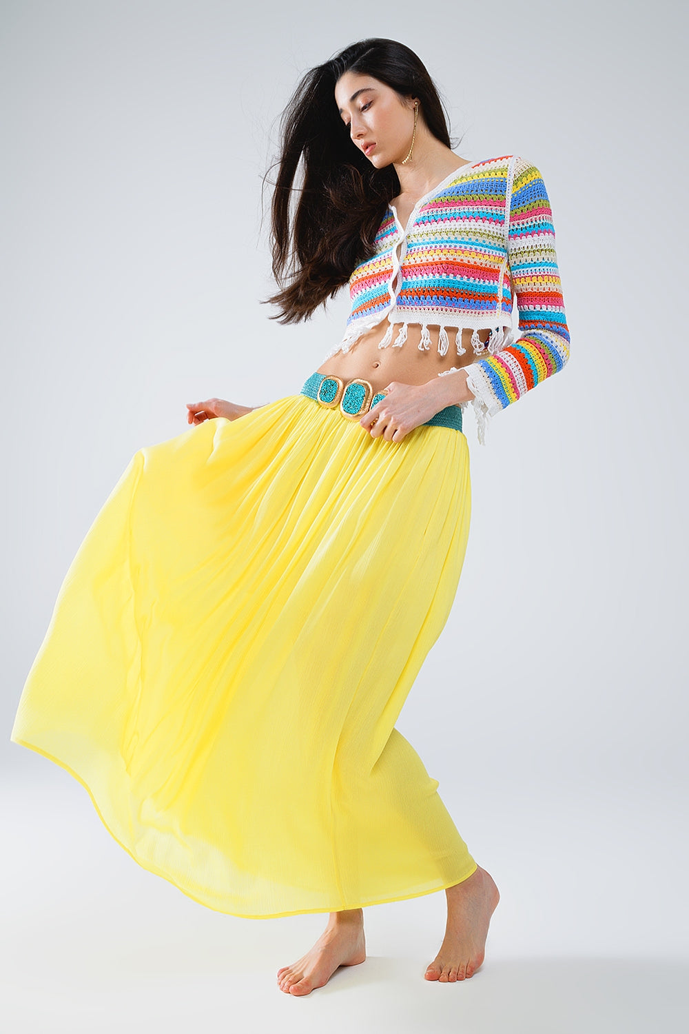 Colorful Striped Crochet Cardigan for Women - Cozy Handmade Knit Sweater for Fall & Winter, Perfect for Casual Outfits and Layering