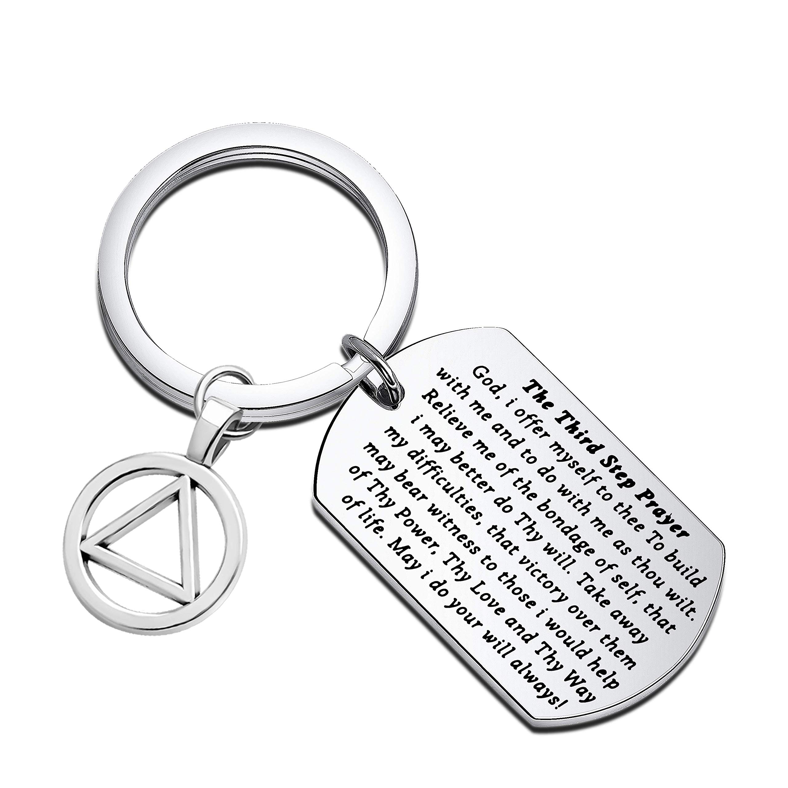 AA Recovery Keychain - Sobriety & Sponsor Gifts with Third Step Prayer - Inspirational New Beginnings Present for Alcoholics Anonymous - Perfect for 12-Step Meetings & Milestone Celebrations