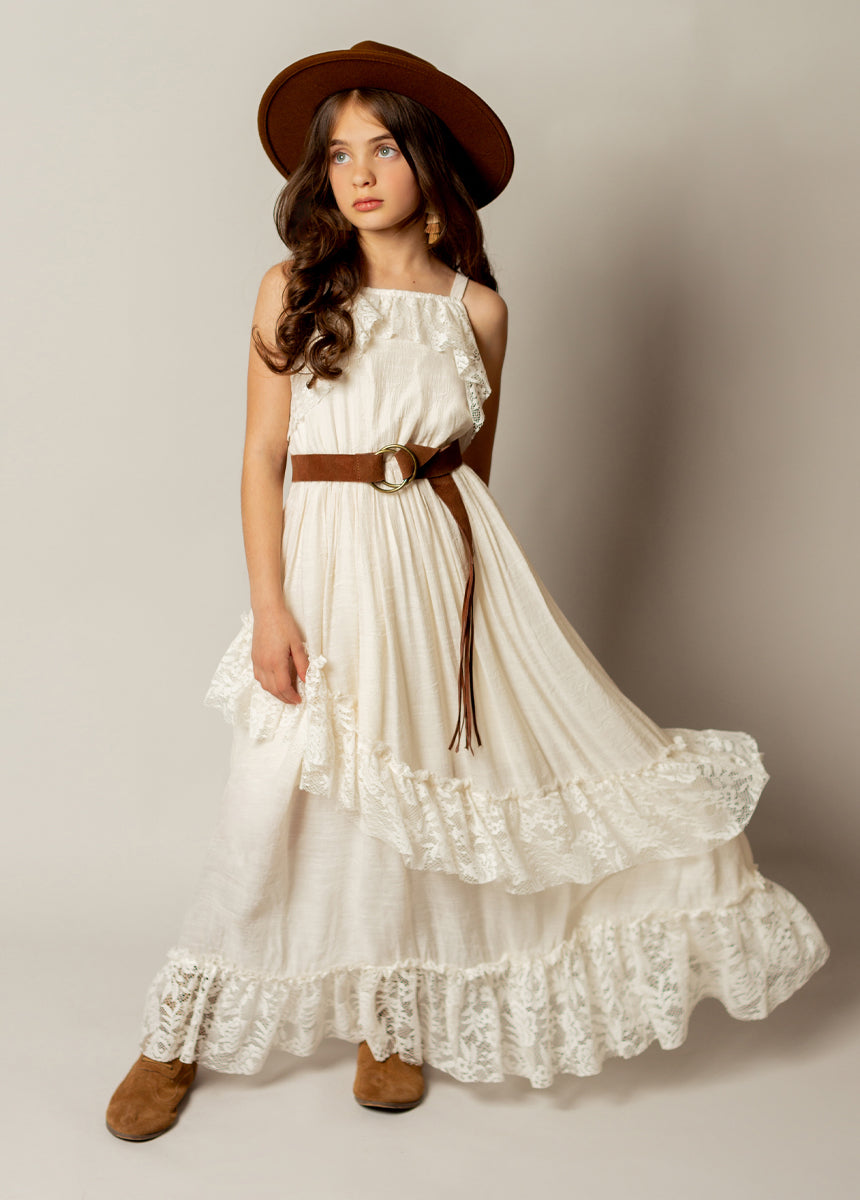 Cream Siti Dress for Women - Elegant Flowy Maxi Dress for Summer, Beach, Wedding & Special Occasions
