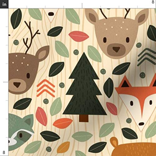 Woodland Creatures Printed Velvet Fabric by The Yard - Cute Animal Nursery Decor, Rustic Forest Upholstery & Apparel Fabric for Home Decor, Drapes, Pillows & DIY Crafts