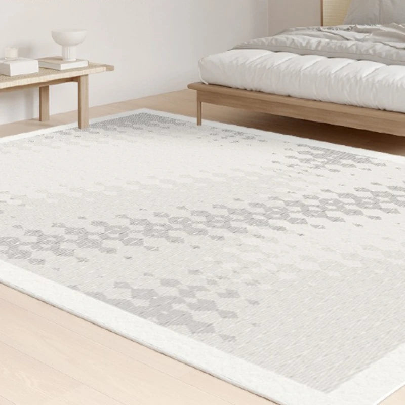 Avalyn Modern Geometric Faux Wool Area Rug - Soft Non-Slip Living Room Rug for Bedroom, Office & Home Decor - 5x7 Feet Grey Contemporary Carpet