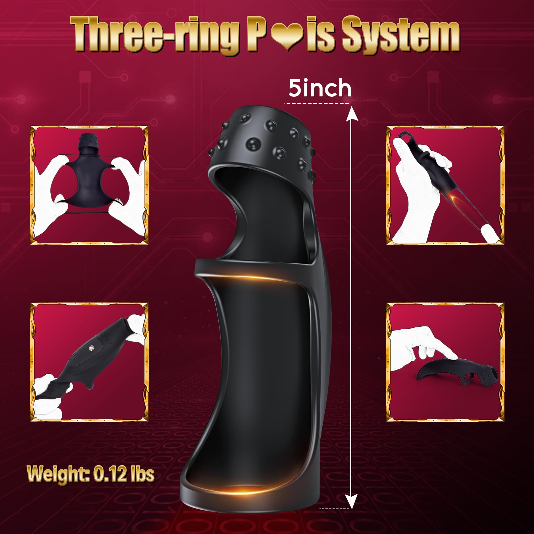 Premium Vibrating Cock Ring - Penis Vibrator & Sleeve Extender for Men | Couples Sex Toy with G-Spot Stimulation | Enhances Erection & Pleasure for Intimate Moments