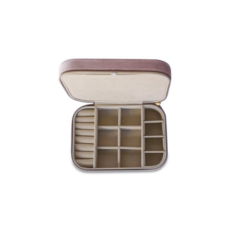 Luxury Crushed Velvet Jewelry Box - Compact Travel Jewelry Organizer with Mirror | Perfect for Home Storage, Travel & Gift Giving