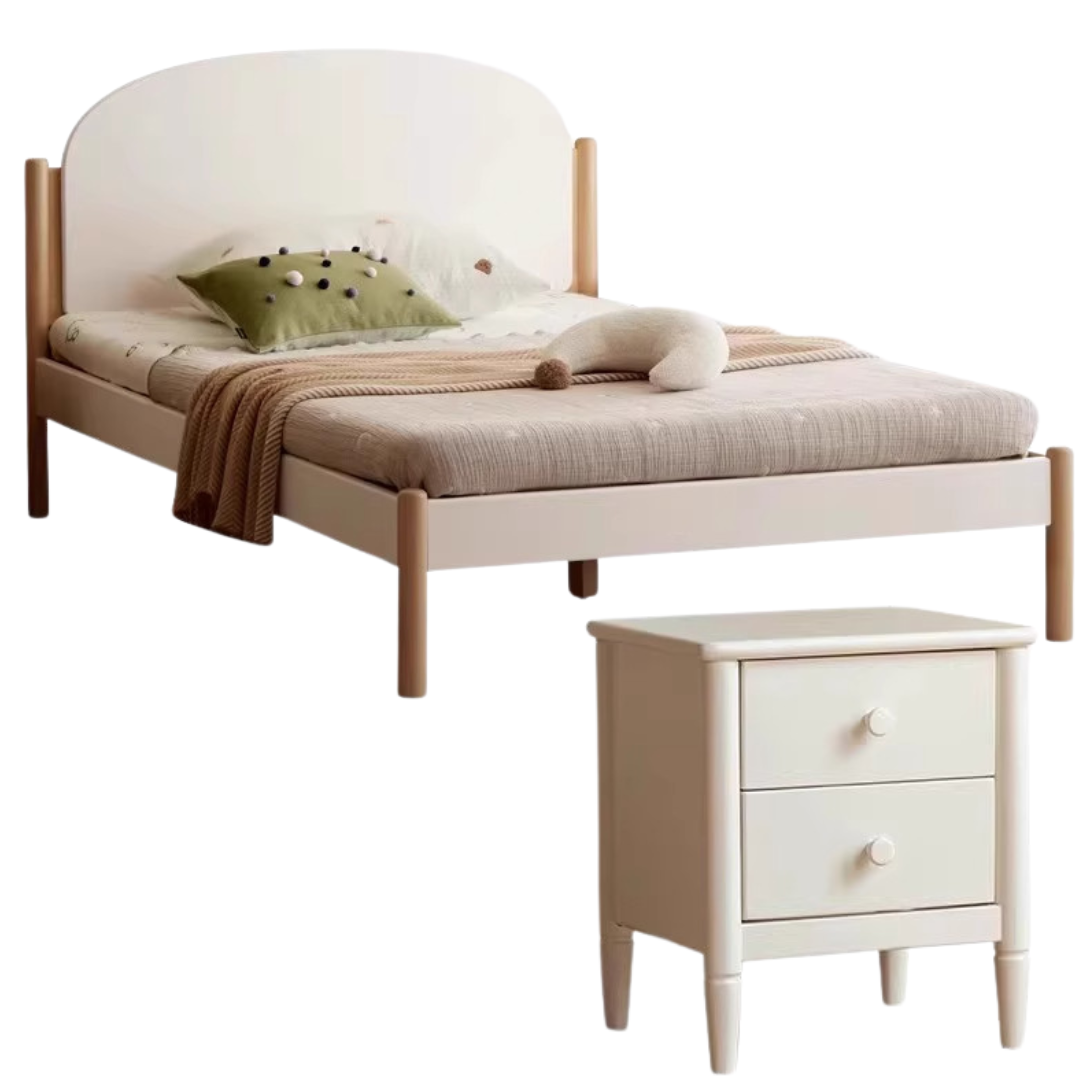 Solid Wood Poplar Kids Bed for Boys & Girls - Durable & Safe Children's Bedroom Furniture for Toddler to Teen Years