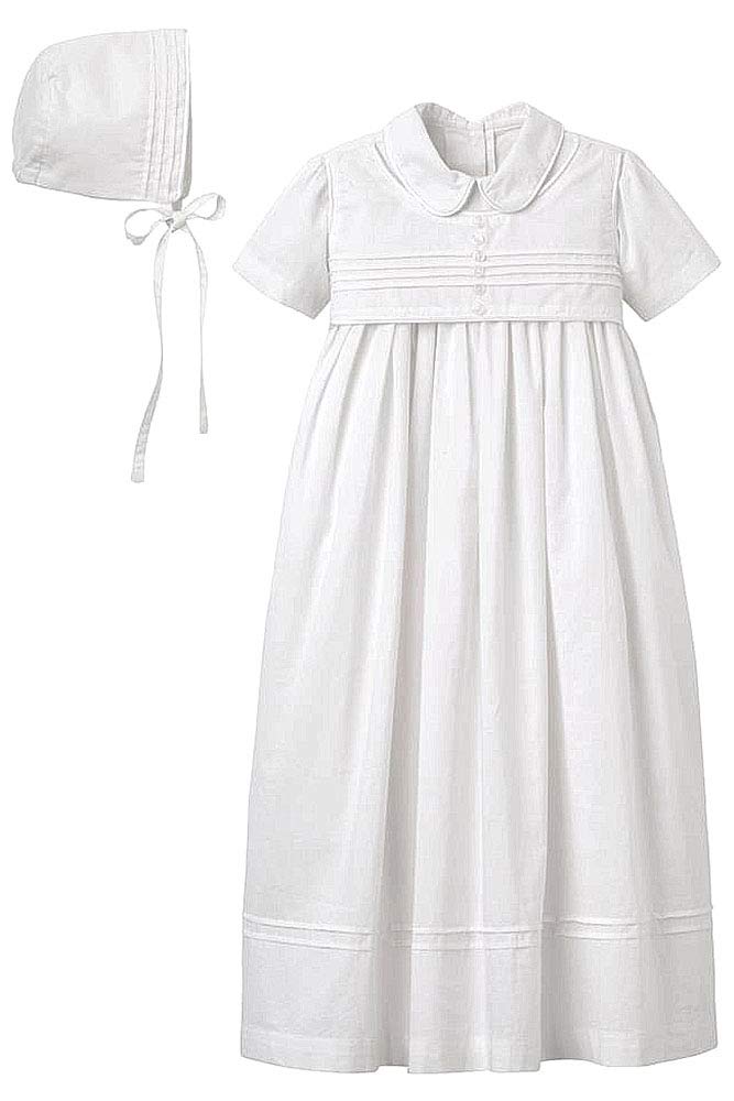 Elegant Baby 92062 Boys' White Cotton Christening Gown & Bonnet Set - Perfect for Baptism, Christening Ceremonies & Newborn Photo Shoots