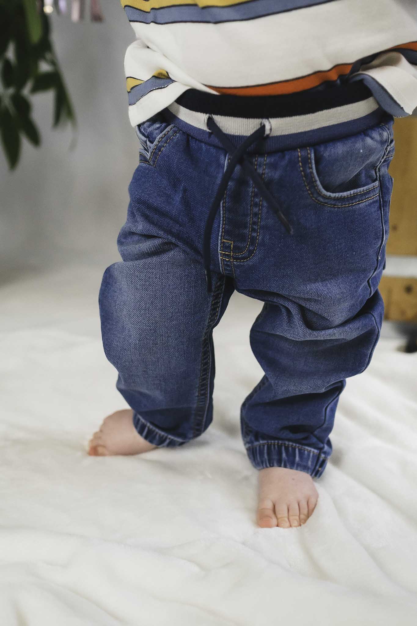 Soft Denim Joggers for Baby Boys - Medium Size | Comfortable Cotton Pants for Playtime & Casual Outings